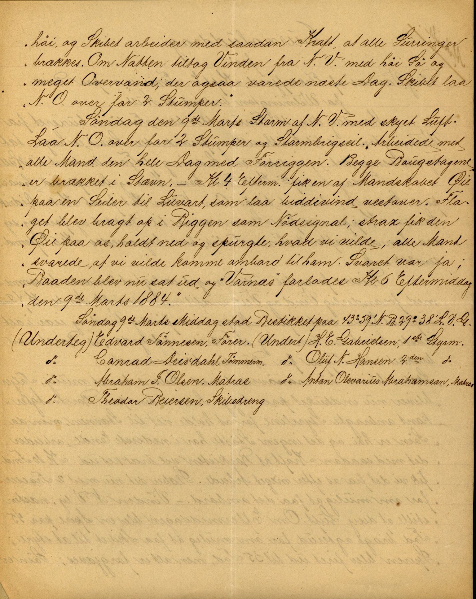 Pa 63 - Østlandske skibsassuranceforening, VEMU/A-1079/G/Ga/L0017/0009: Havaridokumenter / Agnese, Agnes, Adelphia, Kvik, Varnæs, 1884, p. 104