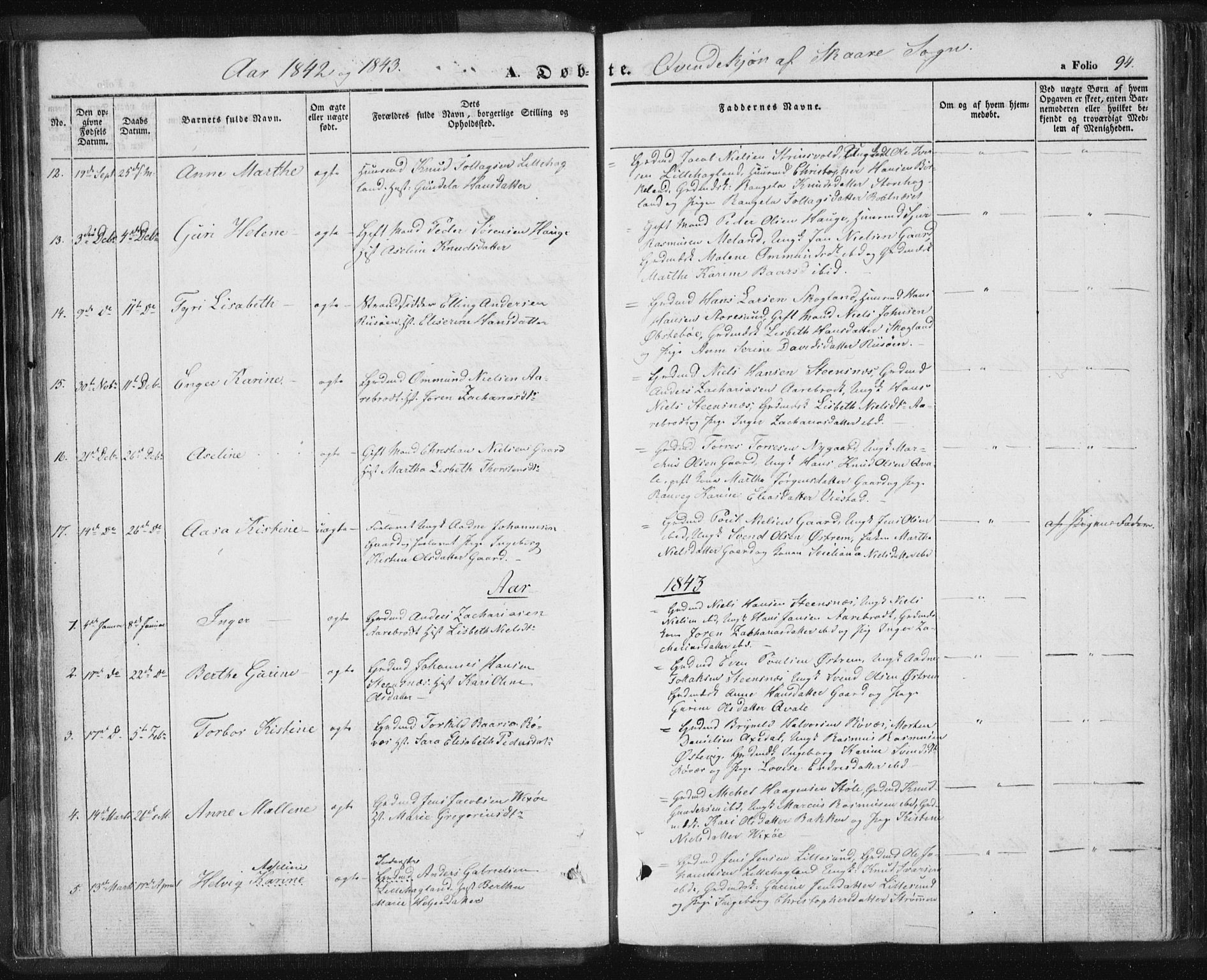 Torvastad sokneprestkontor, SAST/A -101857/H/Ha/Haa/L0006: Parish register (official) no. A 6, 1836-1847, p. 94