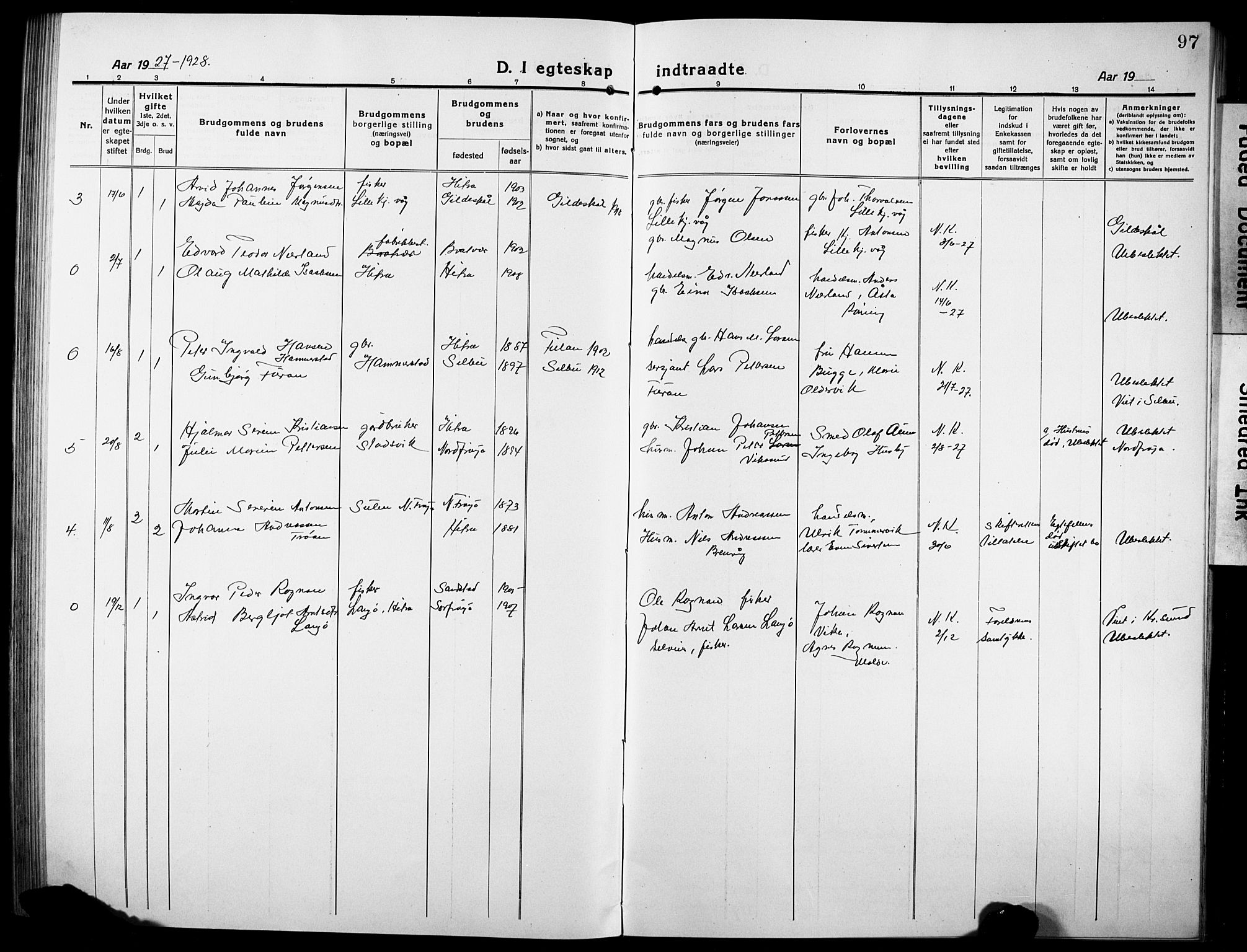 Ministerialprotokoller, klokkerbøker og fødselsregistre - Sør-Trøndelag, SAT/A-1456/634/L0543: Parish register (copy) no. 634C05, 1917-1928, p. 97