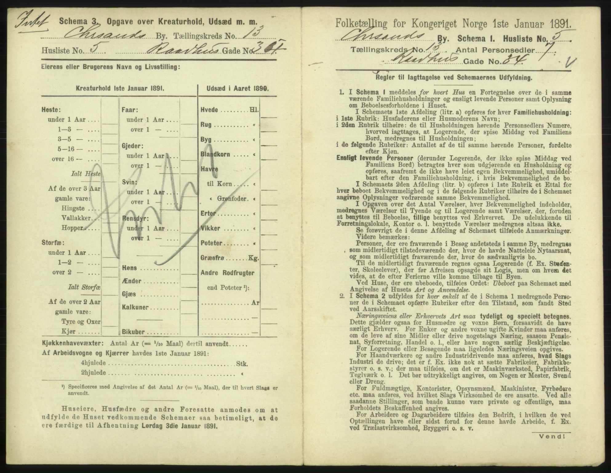 RA, 1891 census for 1001 Kristiansand, 1891, p. 876