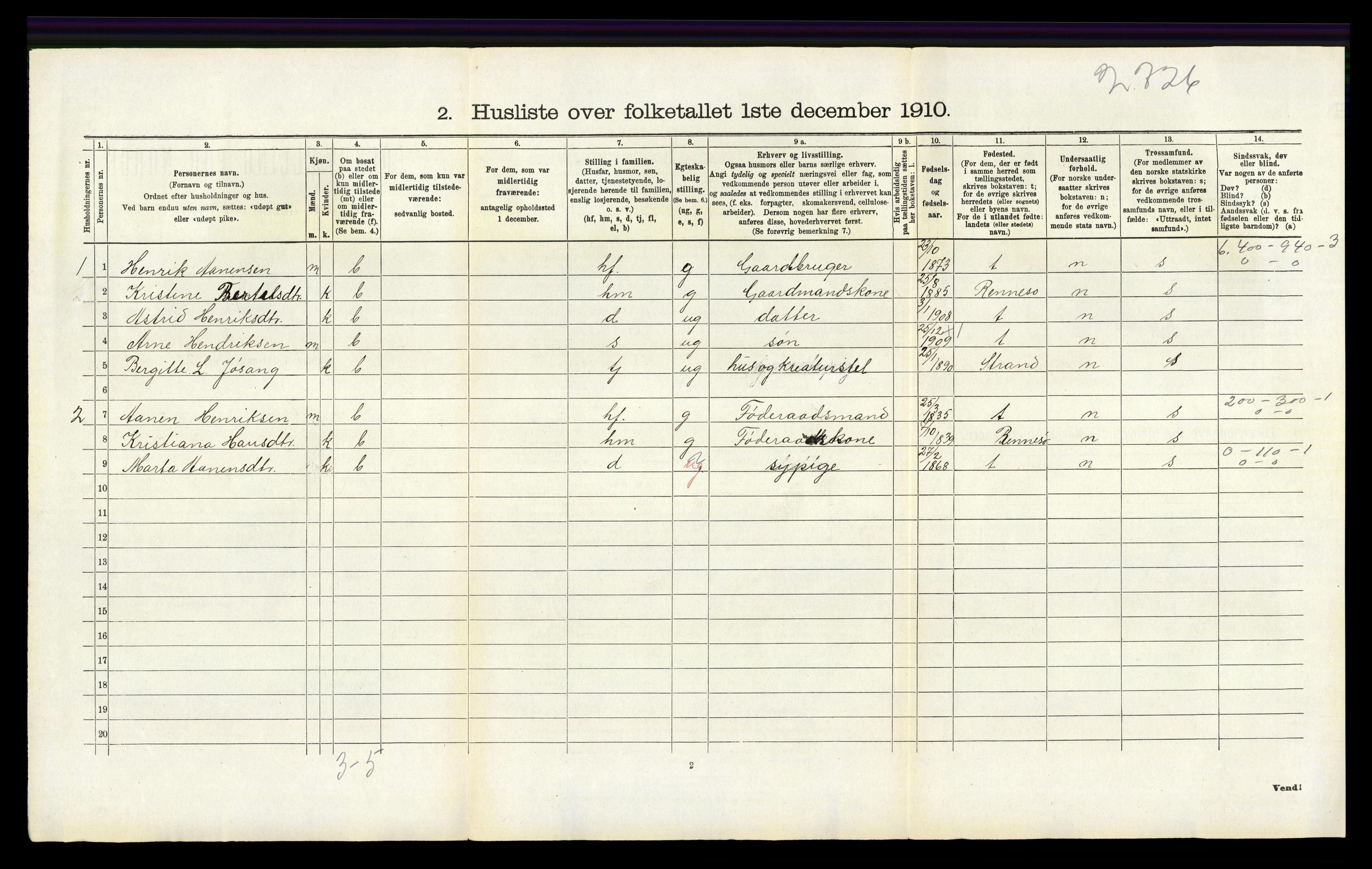 RA, 1910 census for Mosterøy, 1910, p. 224