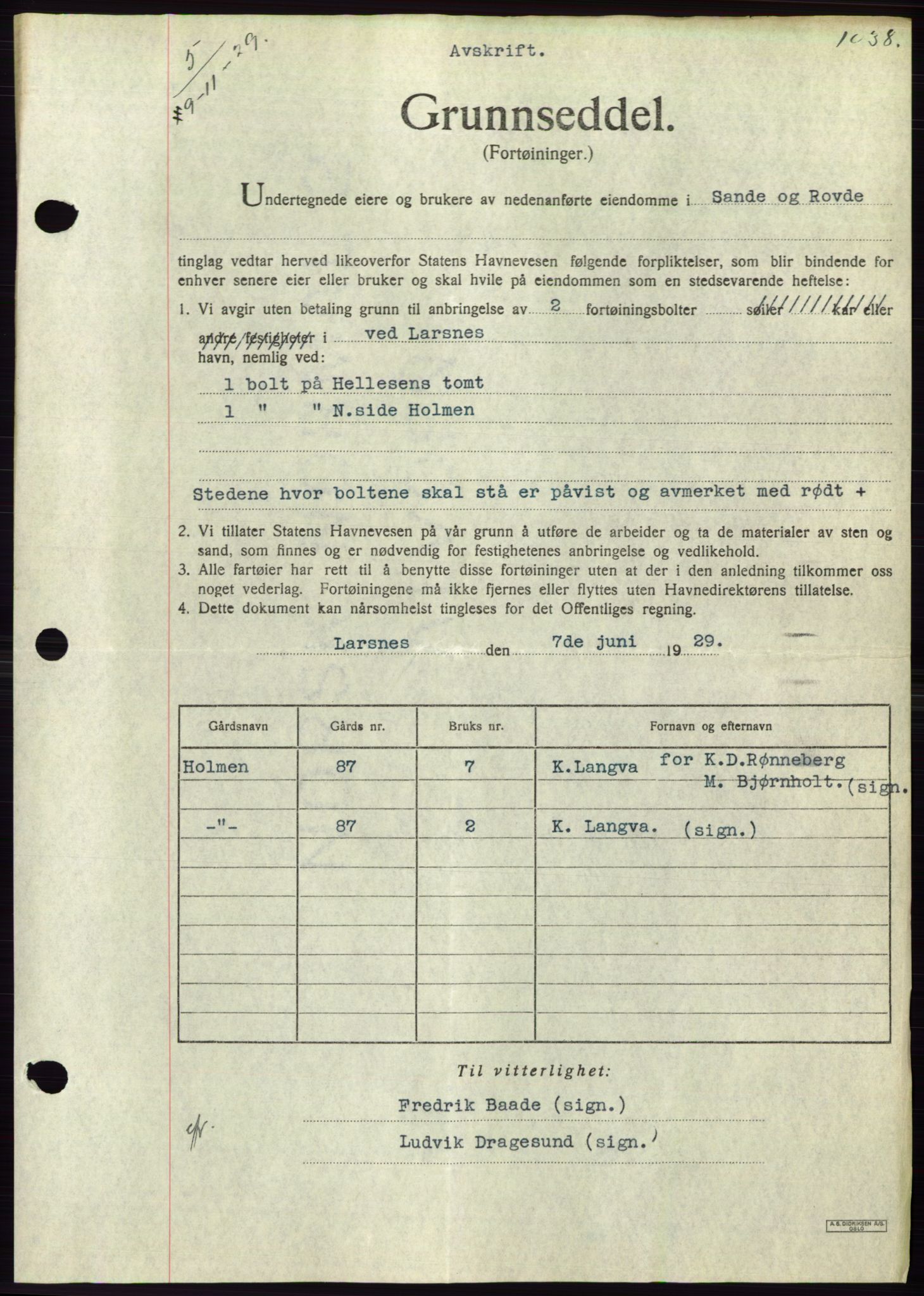 Søre Sunnmøre sorenskriveri, AV/SAT-A-4122/1/2/2C/L0049: Mortgage book no. 43, 1929-1929, Deed date: 09.11.1929