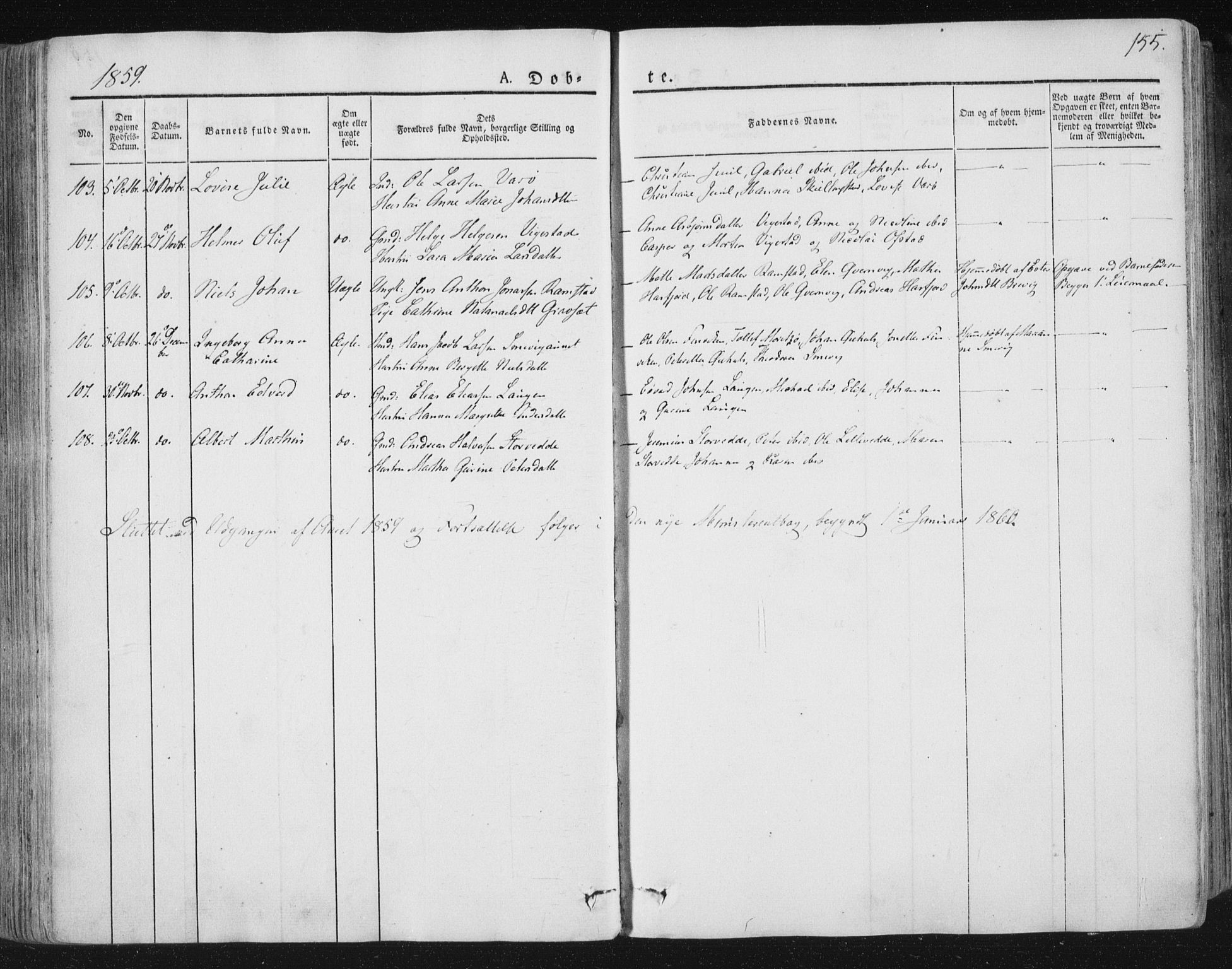 Ministerialprotokoller, klokkerbøker og fødselsregistre - Nord-Trøndelag, SAT/A-1458/784/L0669: Parish register (official) no. 784A04, 1829-1859, p. 155