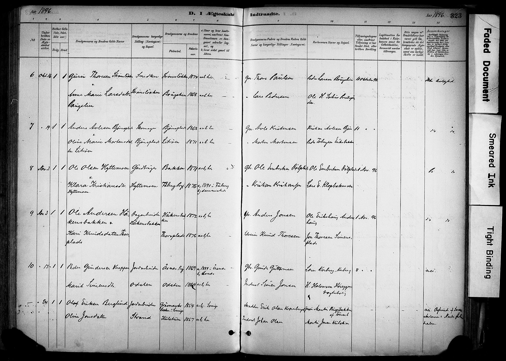 Alvdal prestekontor, SAH/PREST-060/H/Ha/Haa/L0002: Parish register (official) no. 2, 1883-1906, p. 323