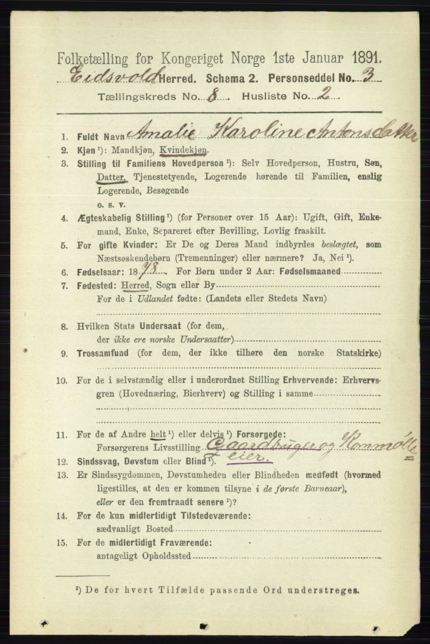 RA, 1891 census for 0237 Eidsvoll, 1891, p. 5279