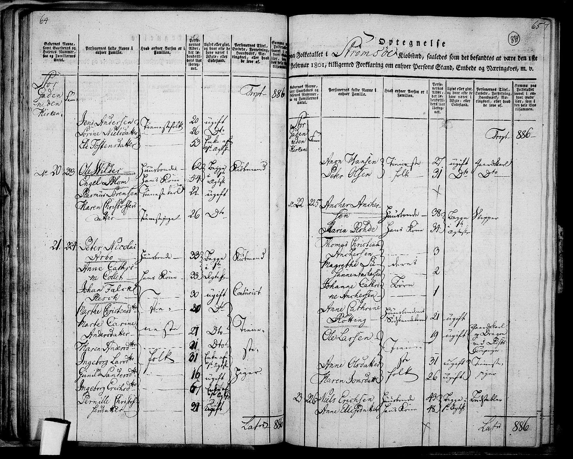 RA, 1801 census for 0602P Bragernes, 1801, p. 840b-841a