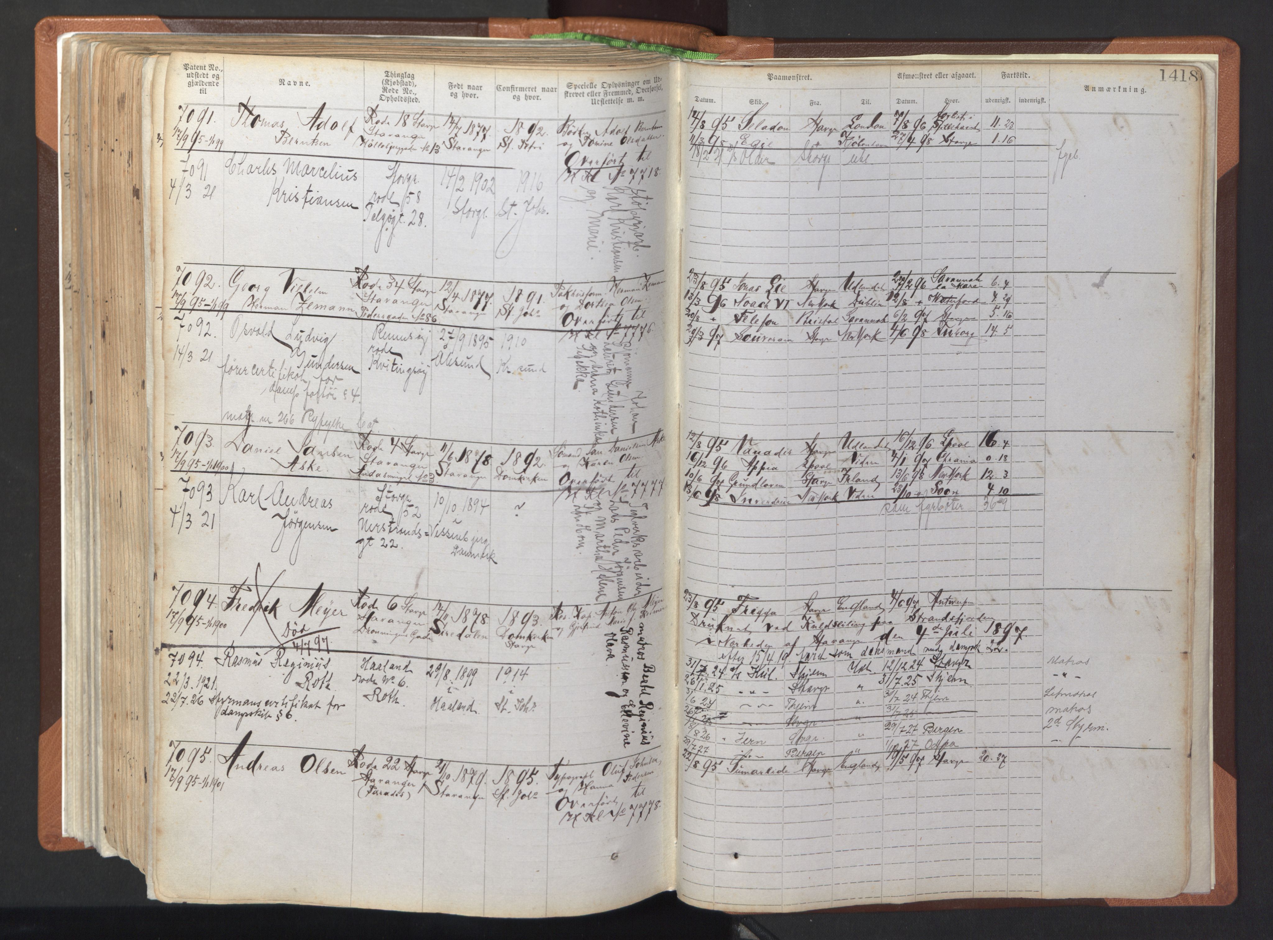 Stavanger sjømannskontor, AV/SAST-A-102006/F/Ff/L0007: Annotasjonsrulle, patentnr. 5506-7180, 1887-1900, p. 323