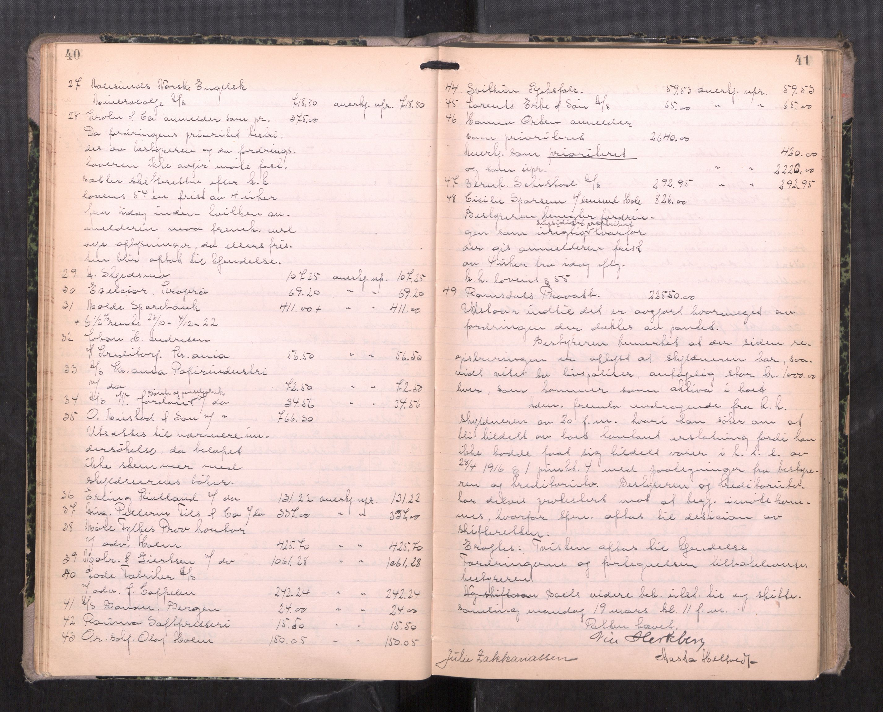 Romsdal sorenskriveri, SAT/A-4149/1/3/3B/L0009: Skiftebehandlingsprotokoll, 1922-1928, p. 40-41