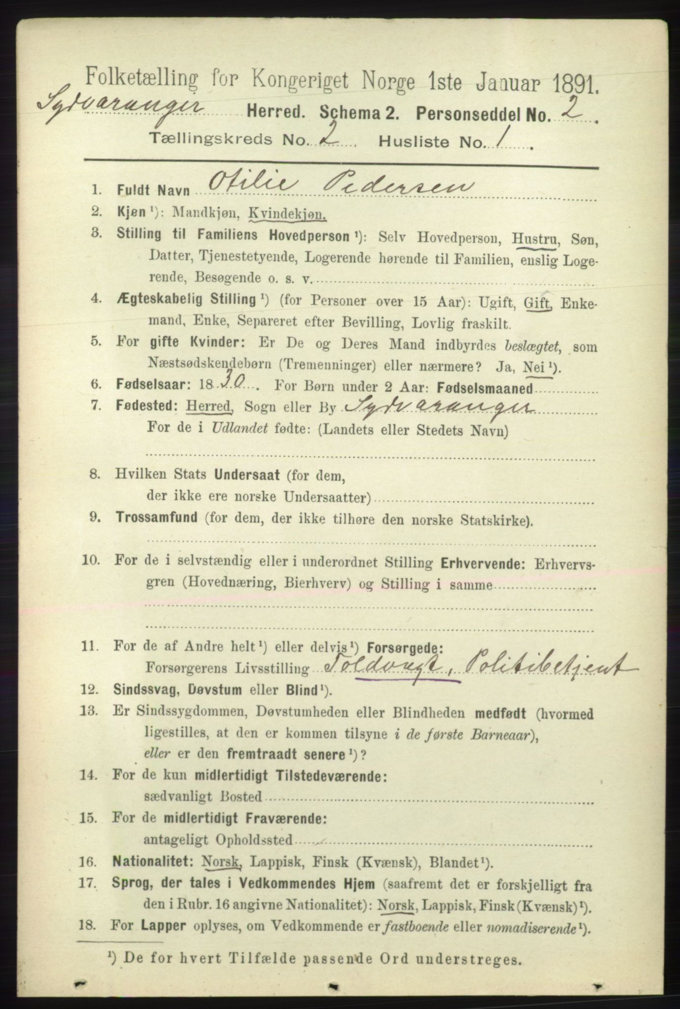 RA, 1891 census for 2030 Sør-Varanger, 1891, p. 402