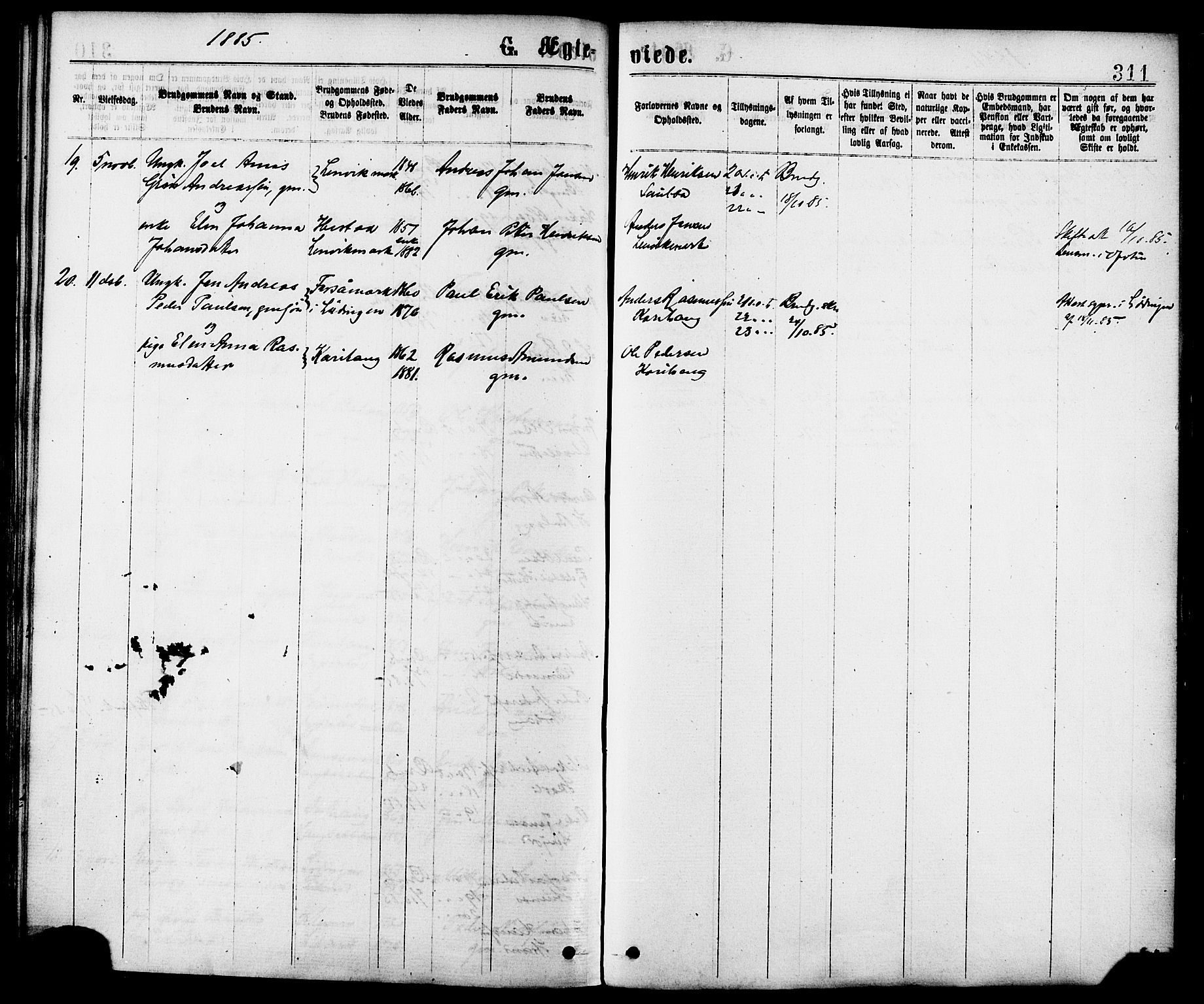 Ministerialprotokoller, klokkerbøker og fødselsregistre - Nordland, AV/SAT-A-1459/863/L0897: Parish register (official) no. 863A09, 1872-1886, p. 311