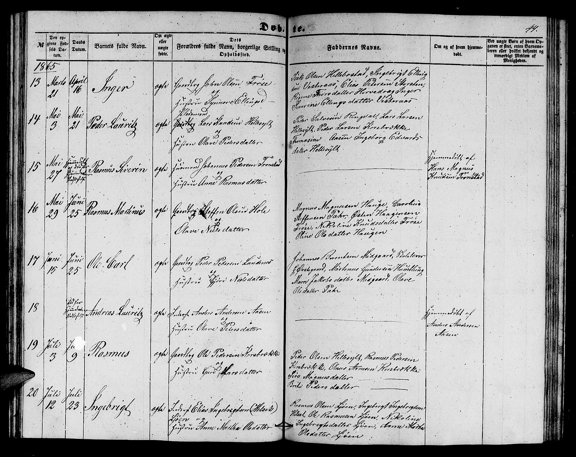 Ministerialprotokoller, klokkerbøker og fødselsregistre - Møre og Romsdal, SAT/A-1454/517/L0228: Parish register (copy) no. 517C01, 1854-1865, p. 44