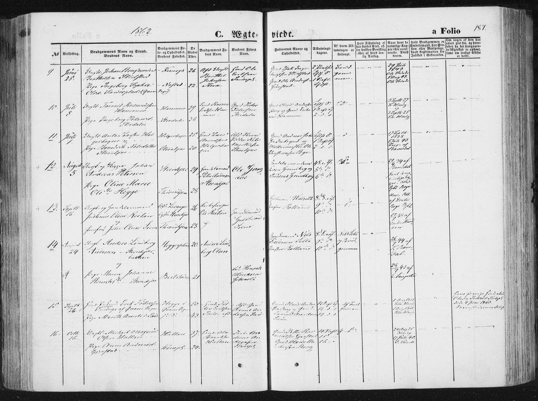 Ministerialprotokoller, klokkerbøker og fødselsregistre - Nord-Trøndelag, AV/SAT-A-1458/746/L0447: Parish register (official) no. 746A06, 1860-1877, p. 187