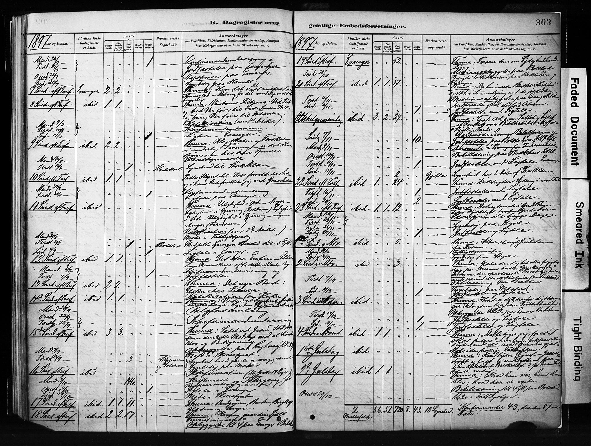 Evanger sokneprestembete, AV/SAB-A-99924: Parish register (official) no. A 1, 1877-1899, p. 303