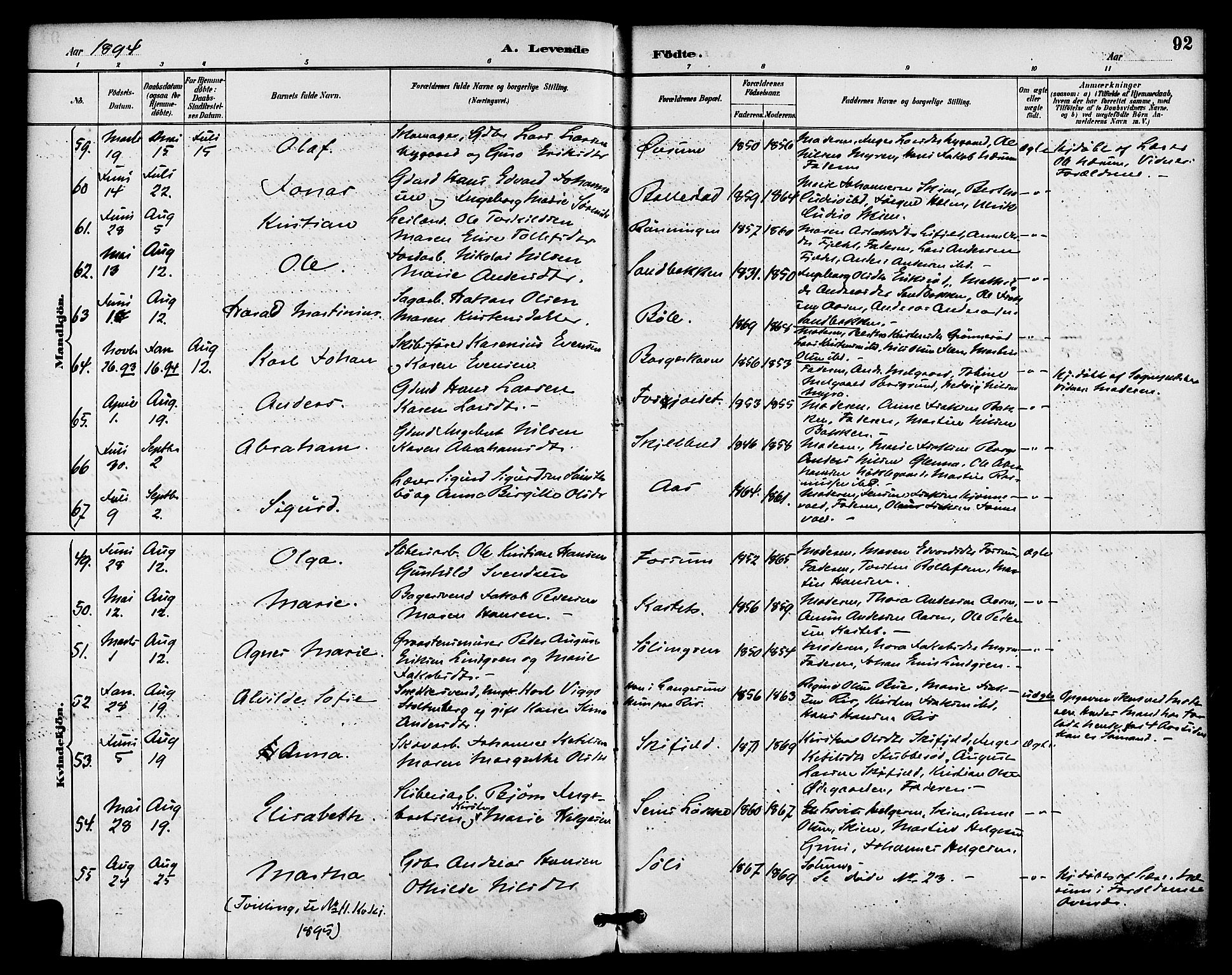 Gjerpen kirkebøker, AV/SAKO-A-265/F/Fa/L0010: Parish register (official) no. I 10, 1886-1895, p. 92