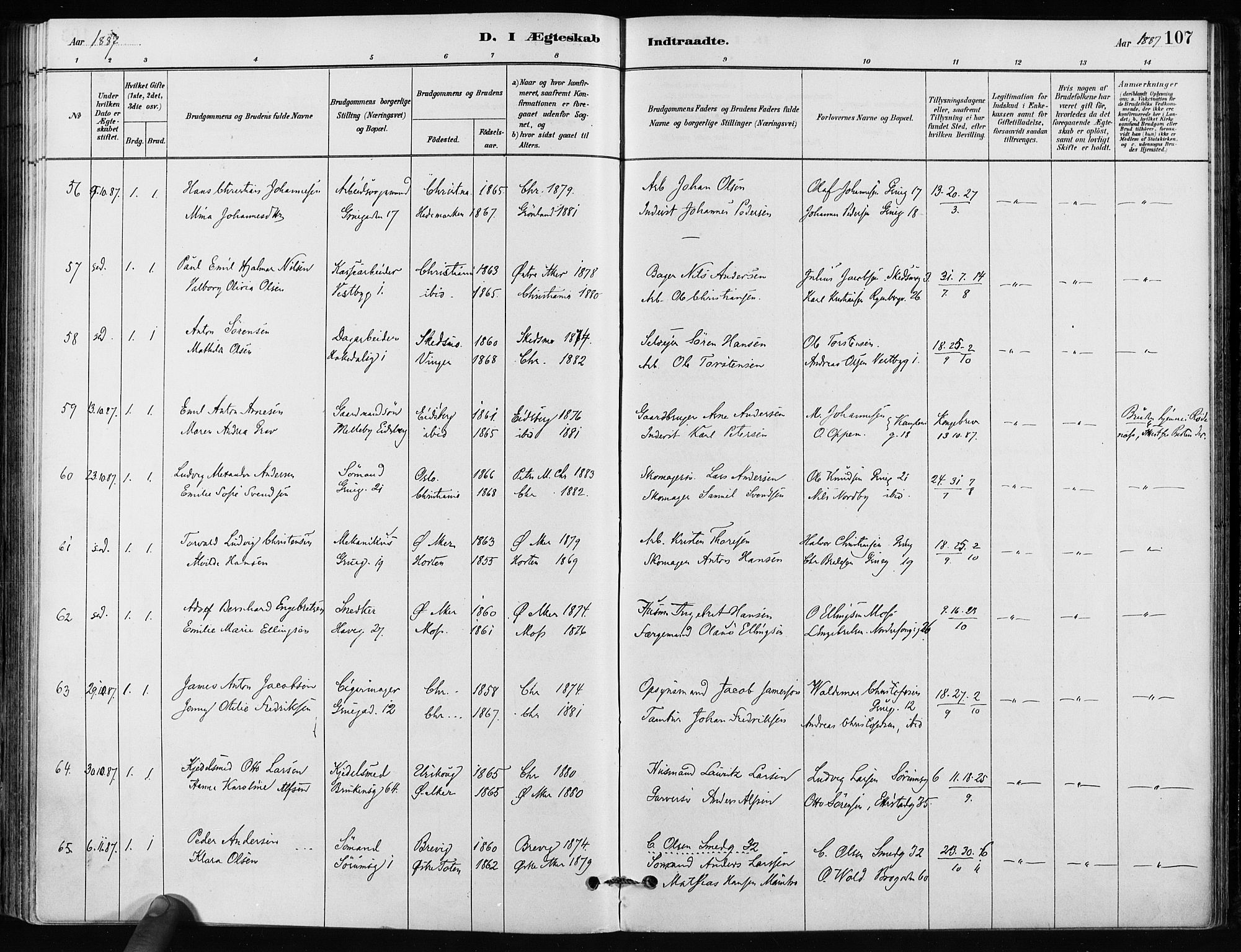 Kampen prestekontor Kirkebøker, AV/SAO-A-10853/F/Fa/L0002: Parish register (official) no. I 2, 1880-1888, p. 107