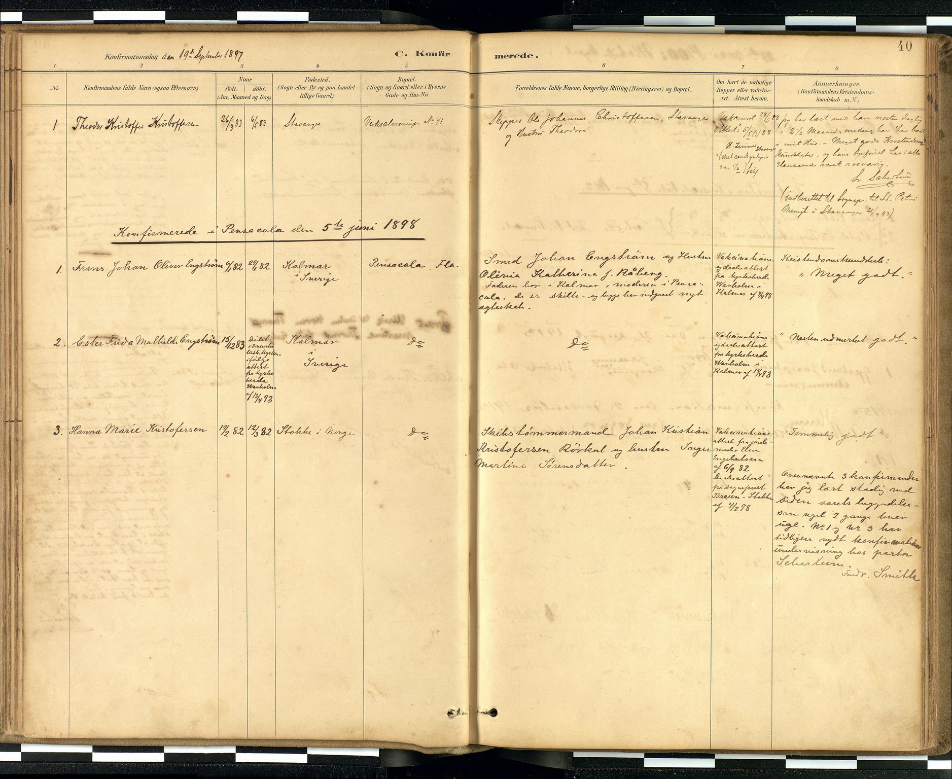 Den norske sjømannsmisjon i utlandet / Quebec (Canada) samt Pensacola--Savannah-Mobile-New Orleans-Gulfport (Gulfhamnene i USA), SAB/SAB/PA-0114/H/Ha/L0001: Parish register (official) no. A 1, 1887-1924, p. 39b-40a