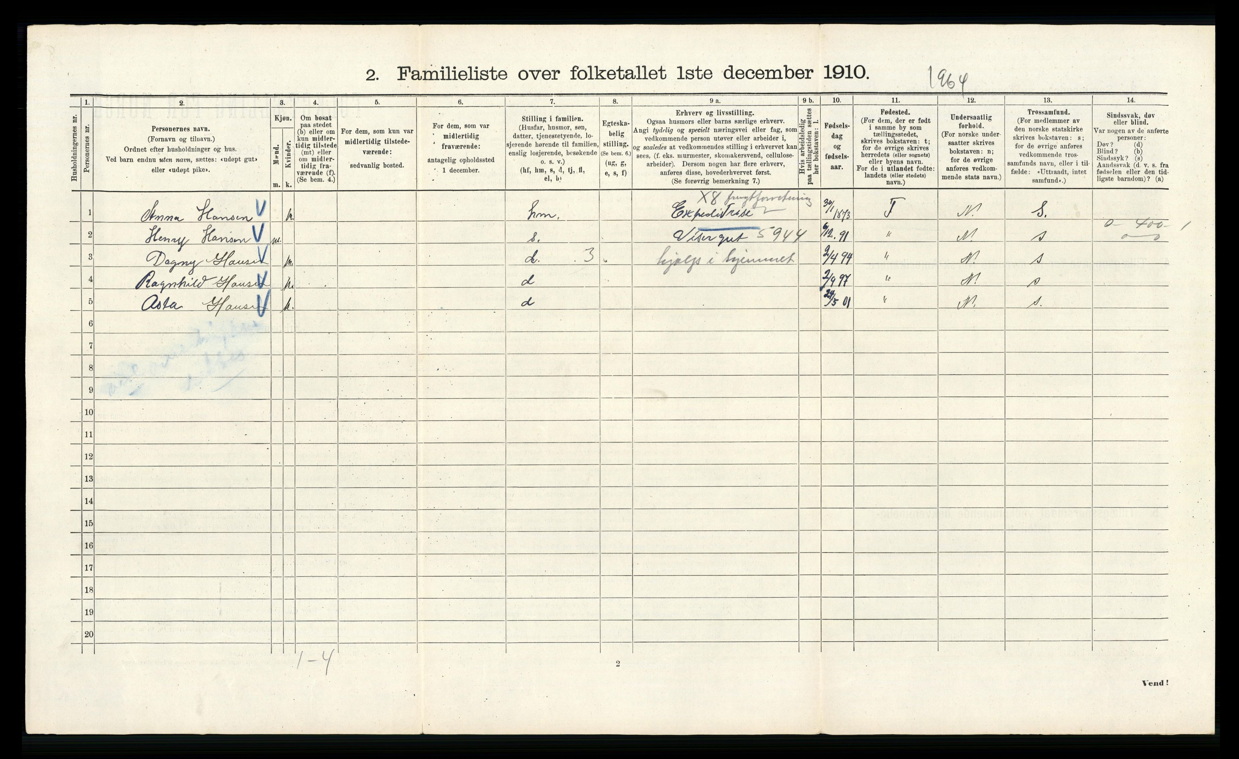 RA, 1910 census for Kristiania, 1910, p. 62734