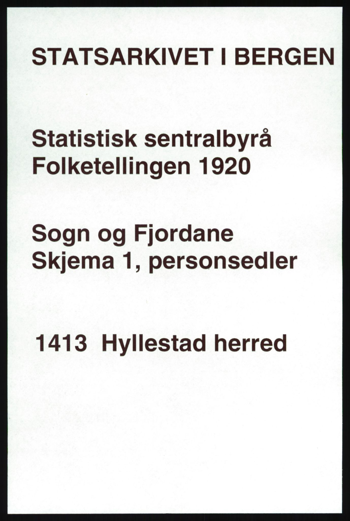 SAB, 1920 census for Hyllestad, 1920, p. 890