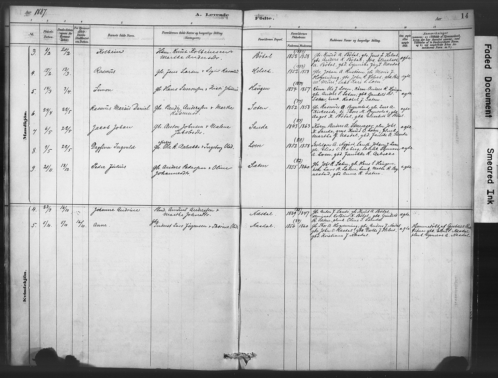 Stryn Sokneprestembete, SAB/A-82501: Parish register (official) no. C 1, 1878-1907, p. 14
