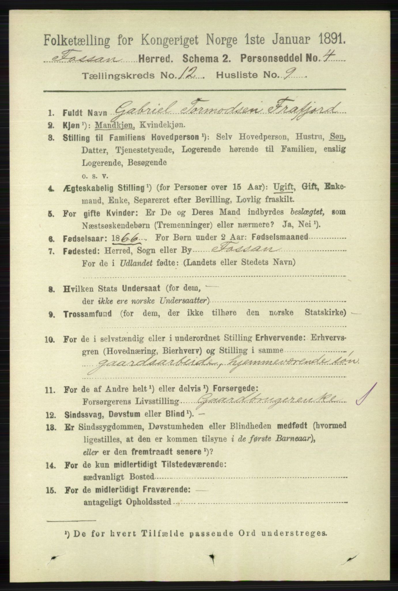 RA, 1891 census for 1129 Forsand, 1891, p. 2001