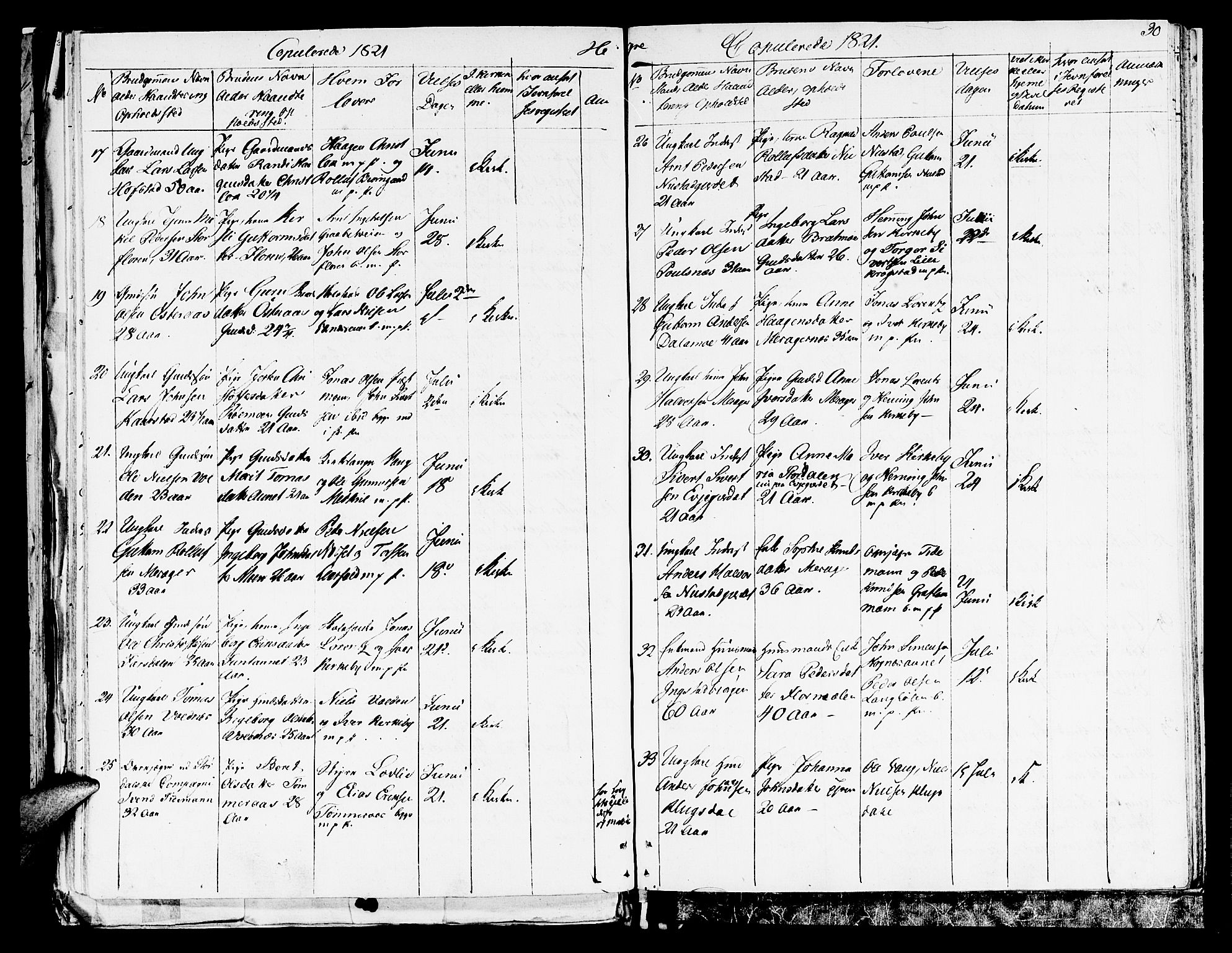 Ministerialprotokoller, klokkerbøker og fødselsregistre - Nord-Trøndelag, SAT/A-1458/709/L0065: Parish register (official) no. 709A09 /4, 1820-1821, p. 30