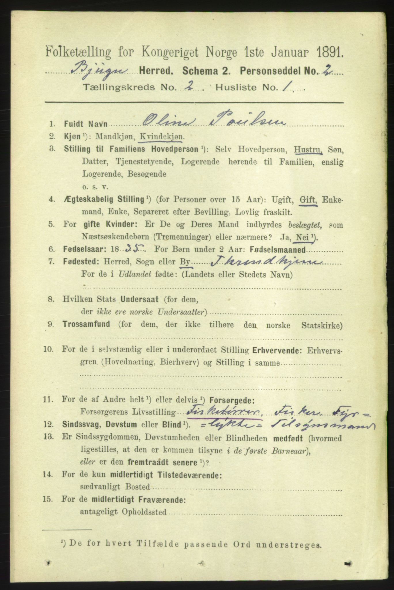 RA, 1891 census for 1627 Bjugn, 1891, p. 241