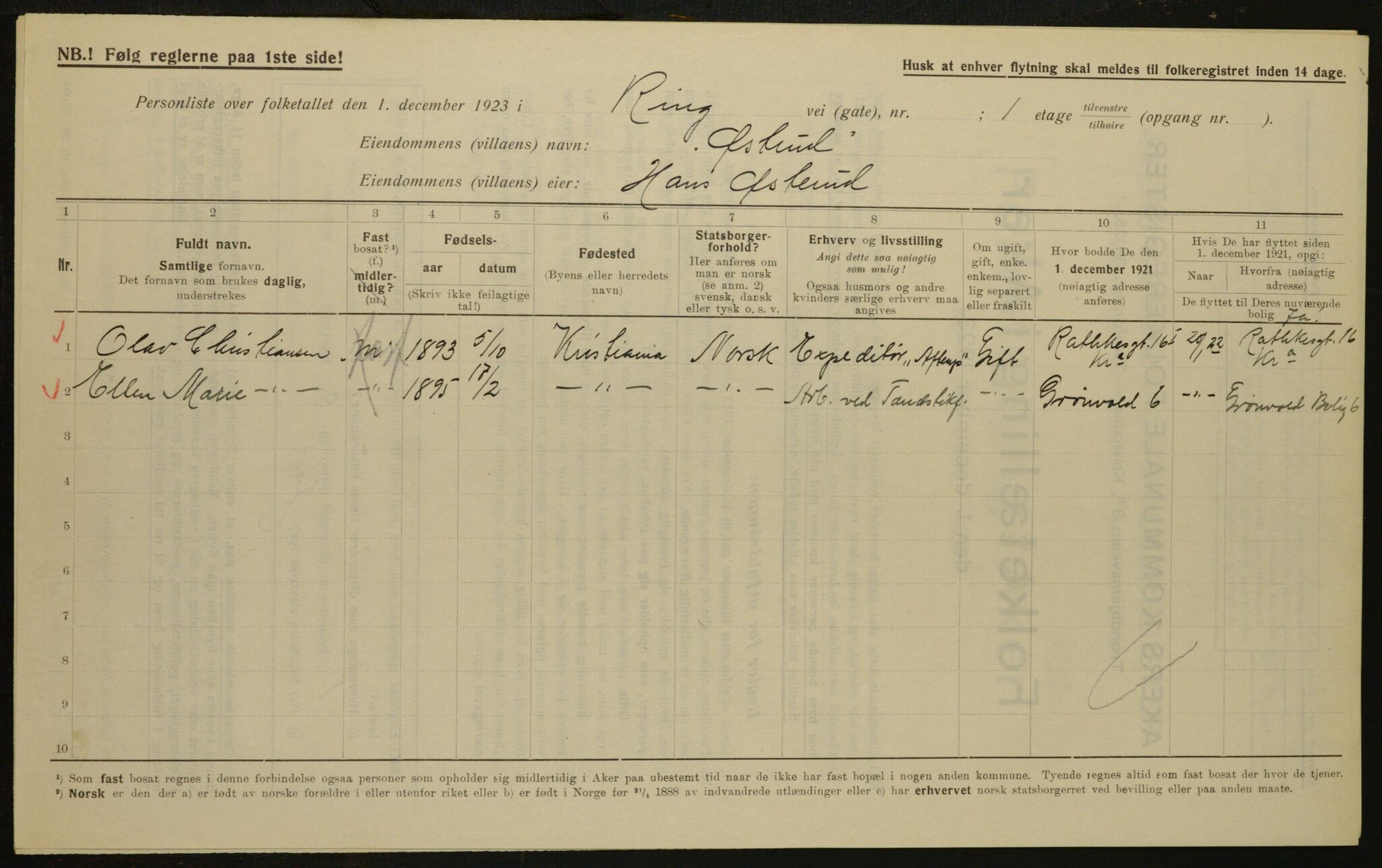 , Municipal Census 1923 for Aker, 1923, p. 29674