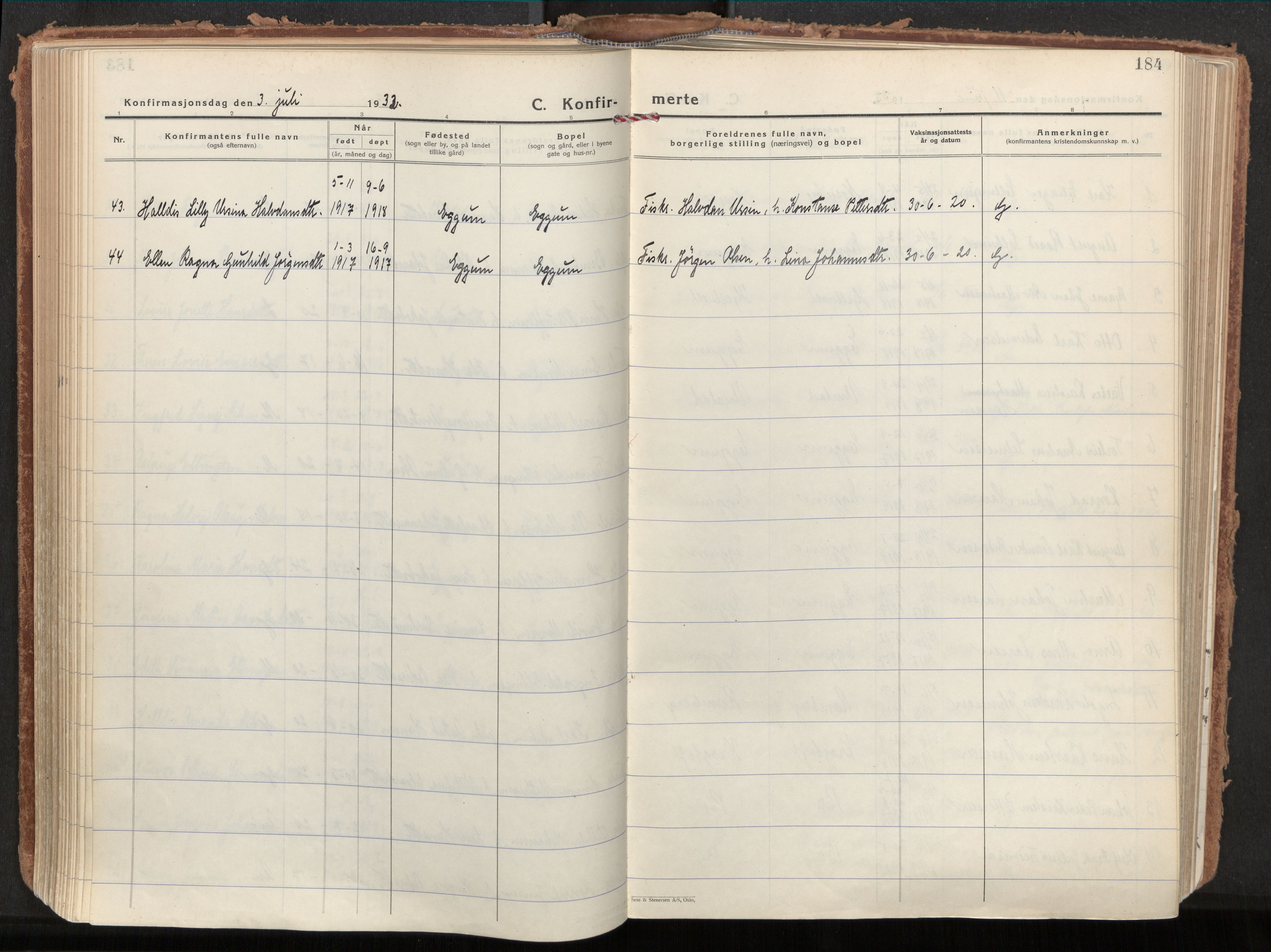 Ministerialprotokoller, klokkerbøker og fødselsregistre - Nordland, AV/SAT-A-1459/880/L1137: Parish register (official) no. 880A11, 1927-1944, p. 184