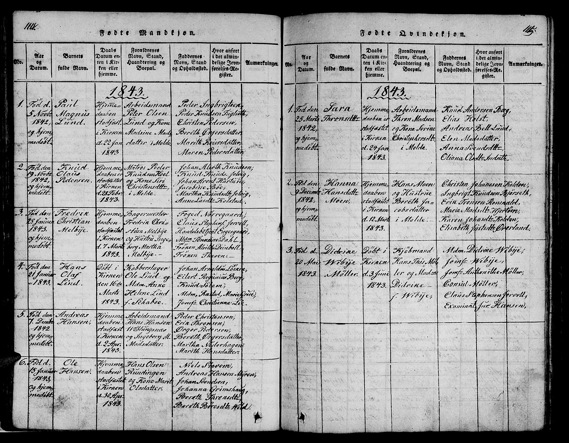 Ministerialprotokoller, klokkerbøker og fødselsregistre - Møre og Romsdal, SAT/A-1454/558/L0700: Parish register (copy) no. 558C01, 1818-1868, p. 114-115