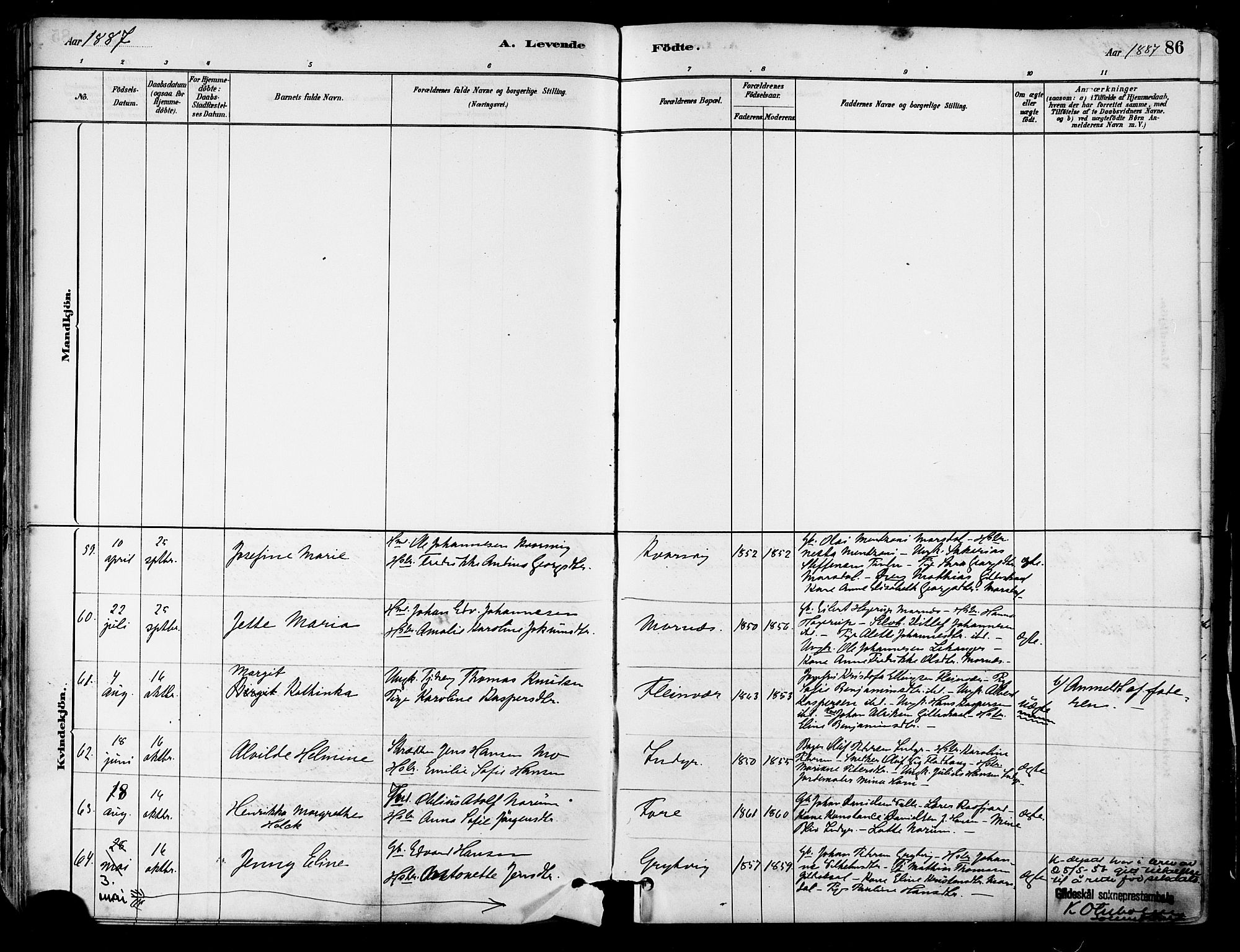 Ministerialprotokoller, klokkerbøker og fødselsregistre - Nordland, AV/SAT-A-1459/805/L0099: Parish register (official) no. 805A06, 1880-1891, p. 86