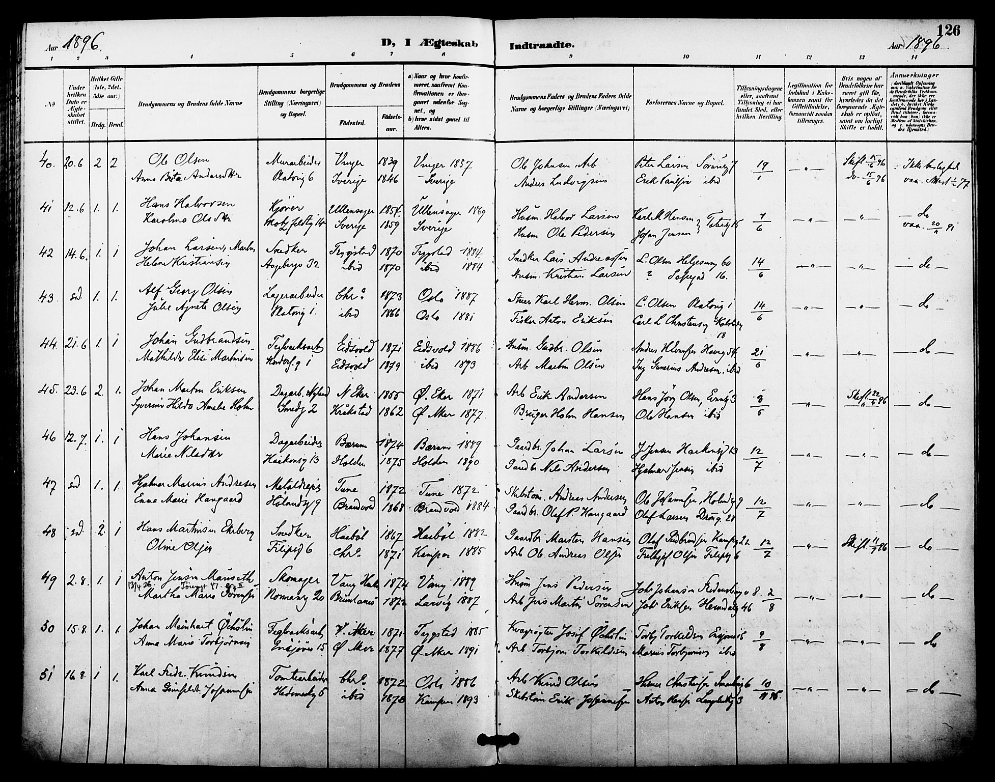 Kampen prestekontor Kirkebøker, SAO/A-10853/F/Fa/L0008: Parish register (official) no. I 8, 1892-1902, p. 126