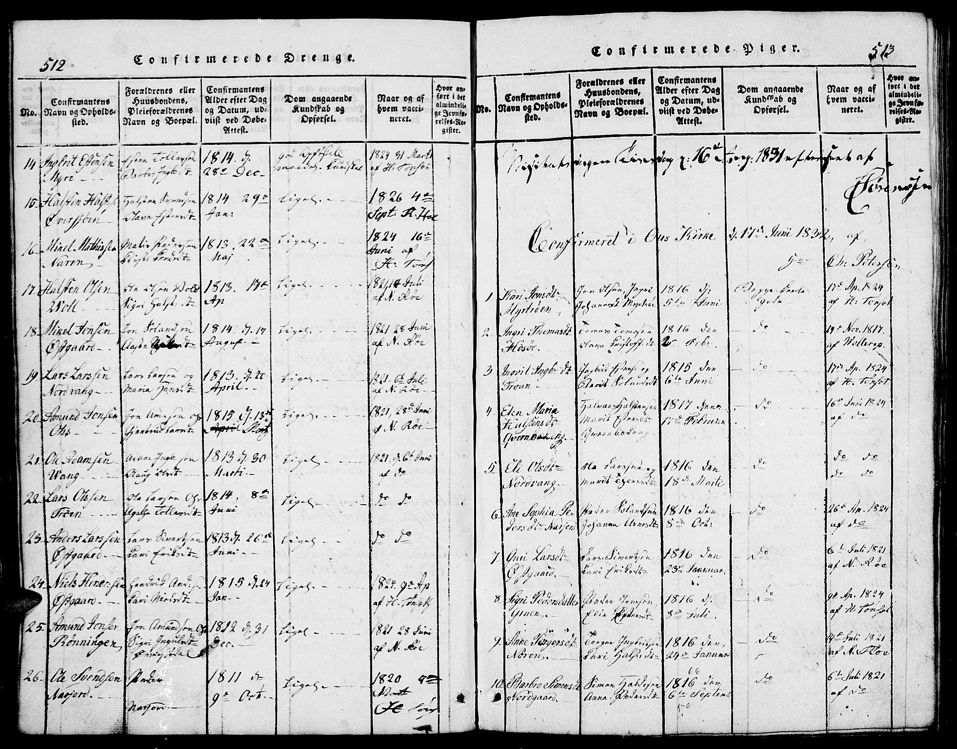 Tolga prestekontor, AV/SAH-PREST-062/L/L0002: Parish register (copy) no. 2, 1815-1844, p. 512-513