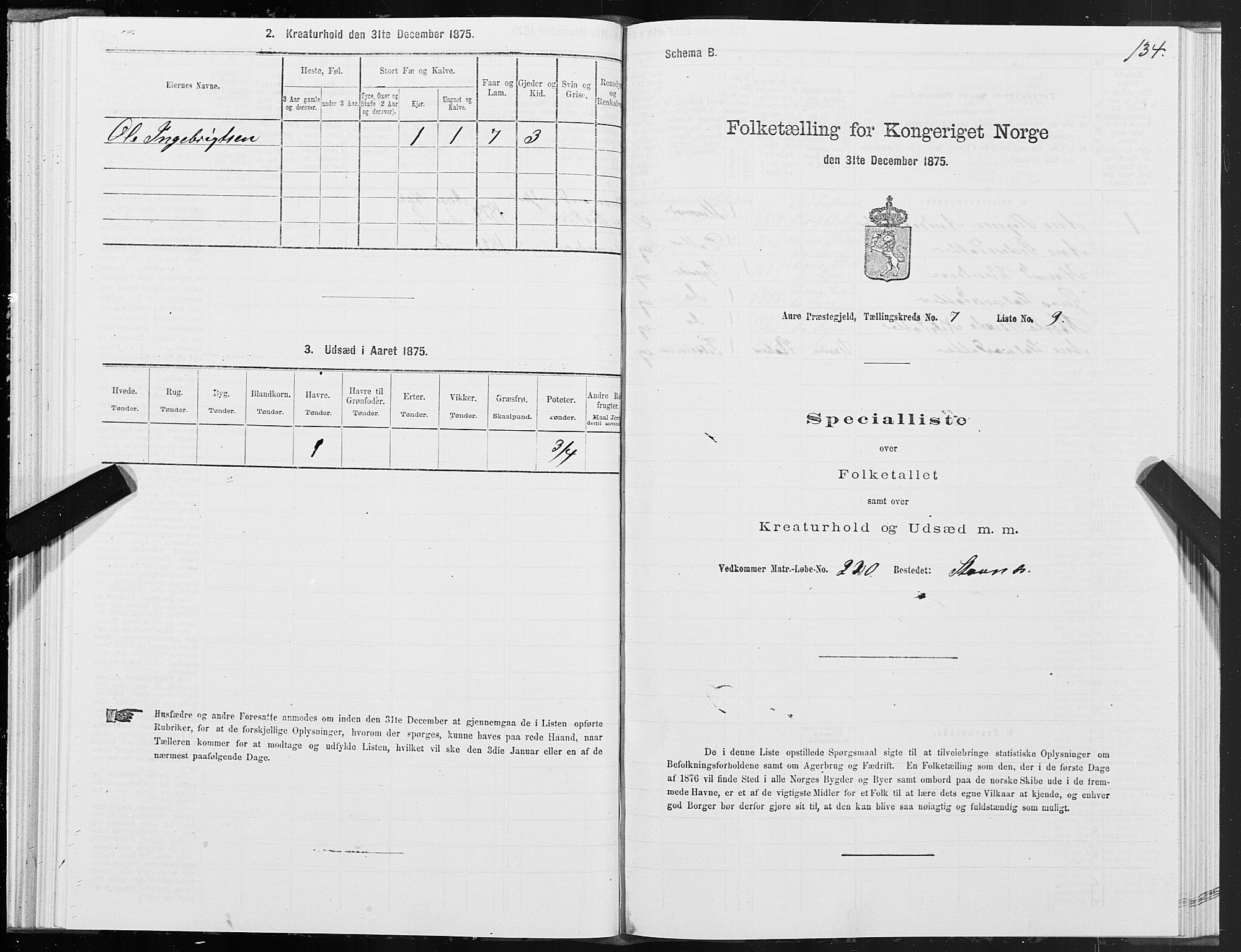 SAT, 1875 census for 1569P Aure, 1875, p. 5134