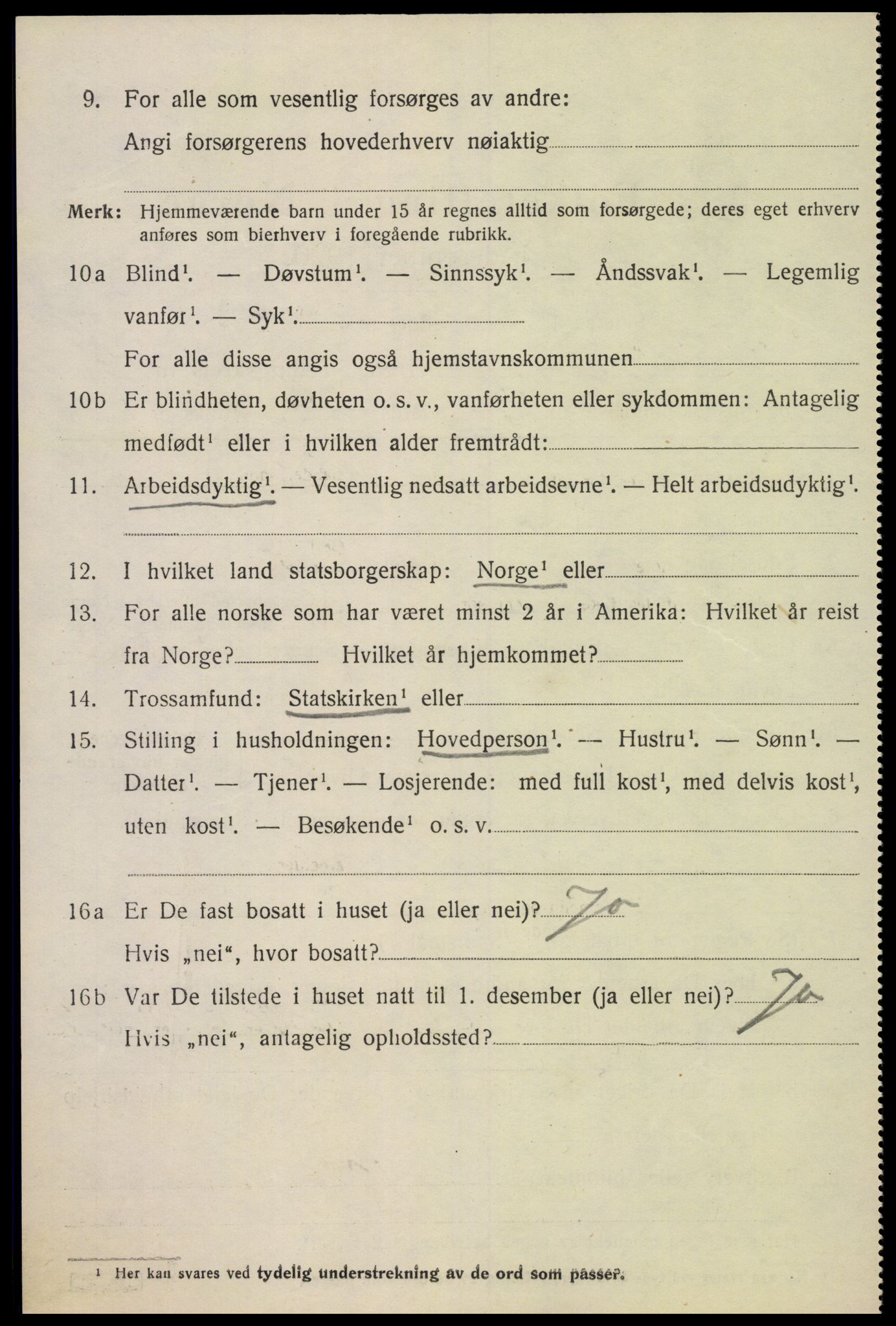 SAK, 1920 census for Oddernes, 1920, p. 5128