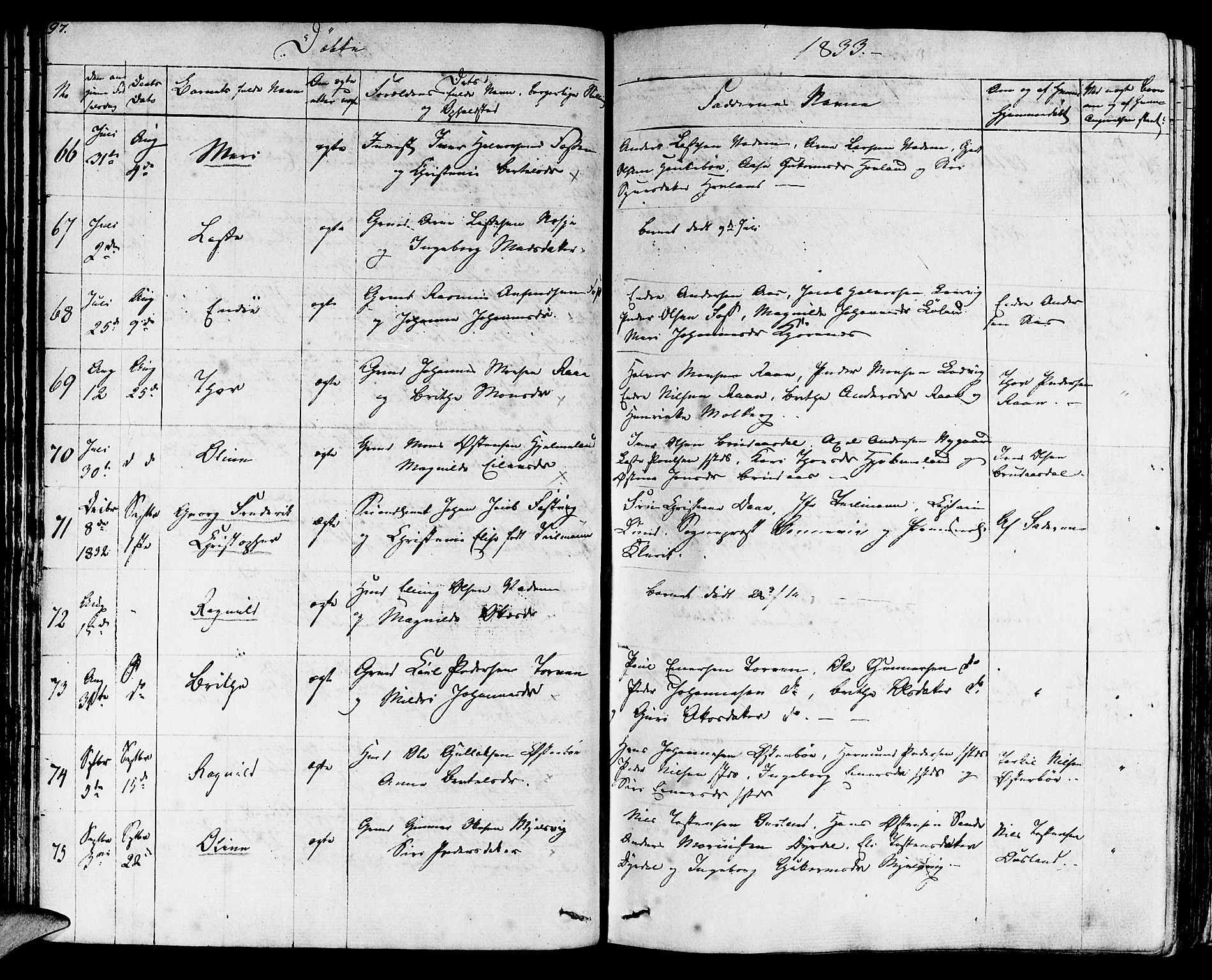 Lavik sokneprestembete, SAB/A-80901: Parish register (official) no. A 2I, 1821-1842, p. 97