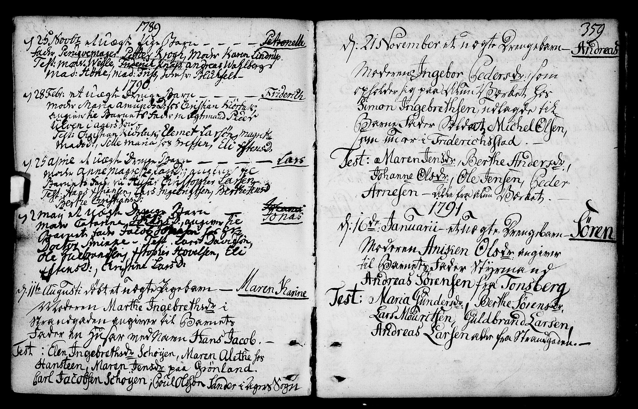 Gamlebyen prestekontor Kirkebøker, SAO/A-10884/F/Fa/L0001: Parish register (official) no. 1, 1734-1818, p. 359
