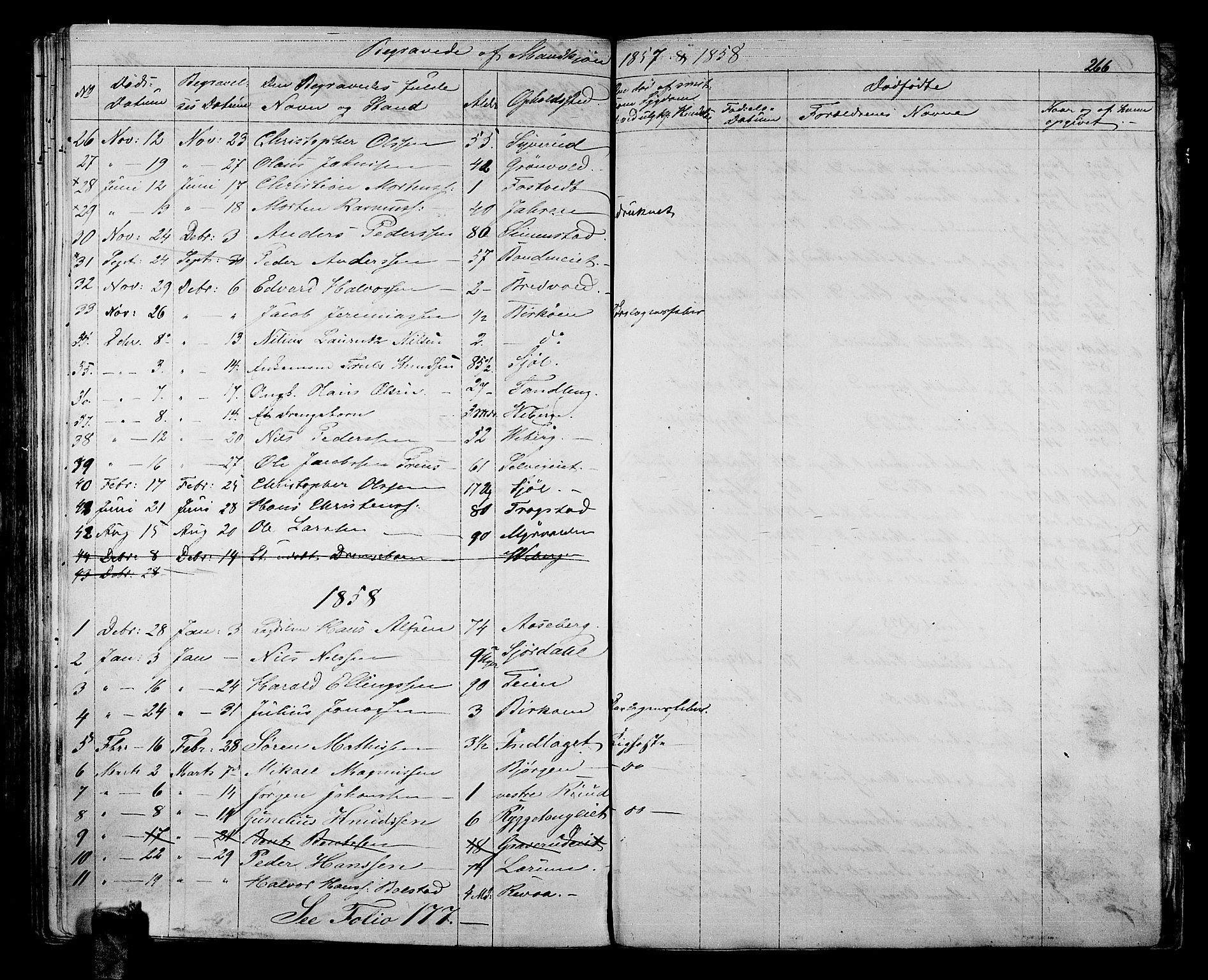 Sande Kirkebøker, AV/SAKO-A-53/G/Ga/L0002: Parish register (copy) no. 2, 1847-1863, p. 266