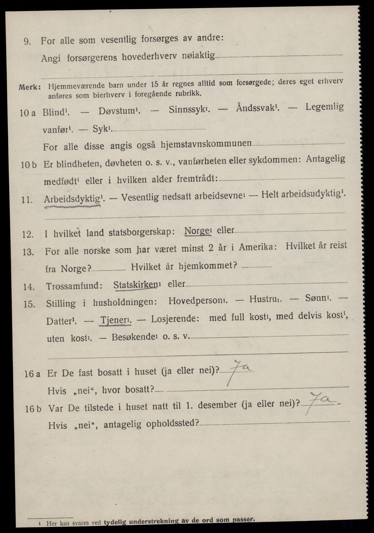 SAT, 1920 census for Straumsnes, 1920, p. 1536