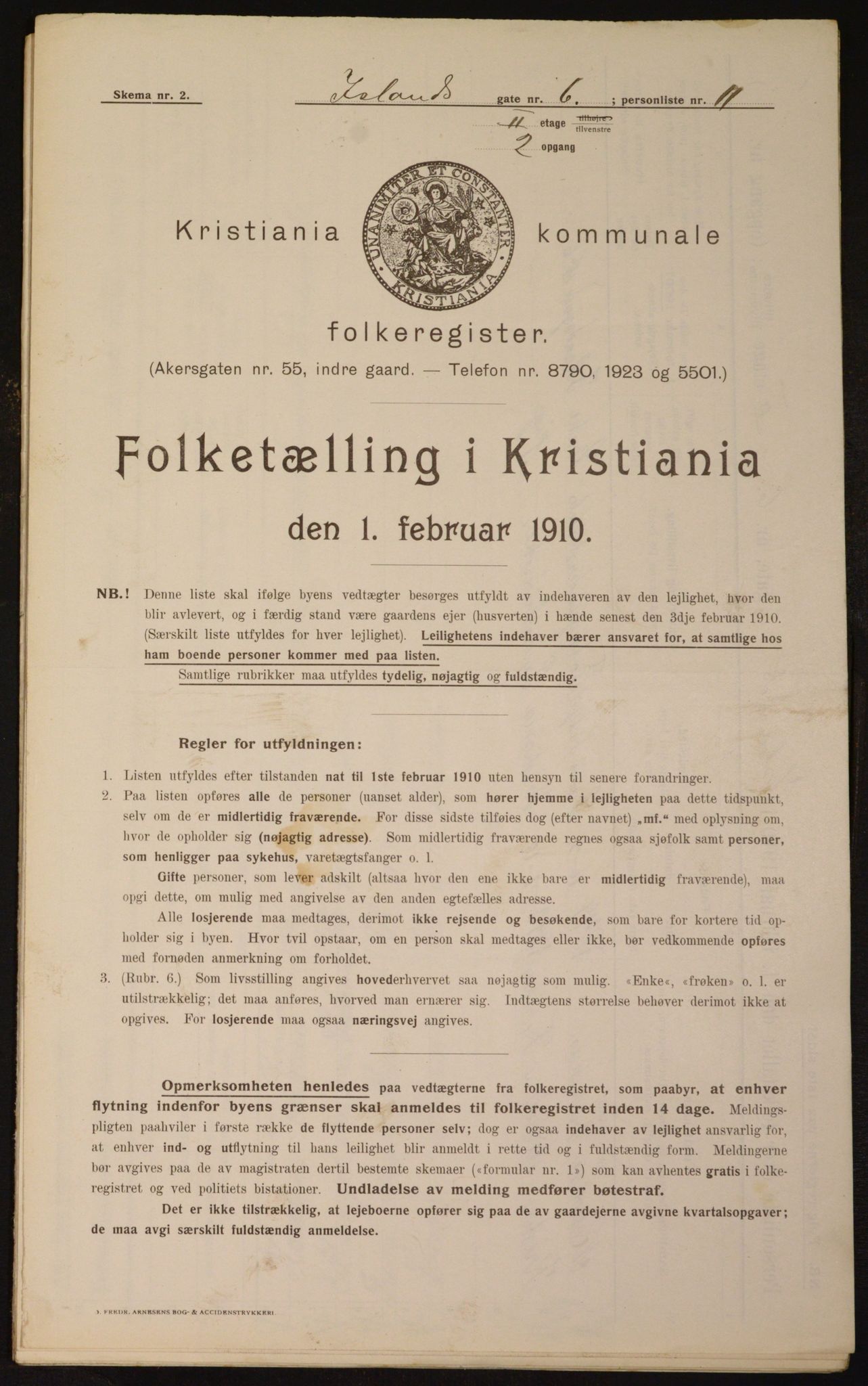 OBA, Municipal Census 1910 for Kristiania, 1910, p. 43417