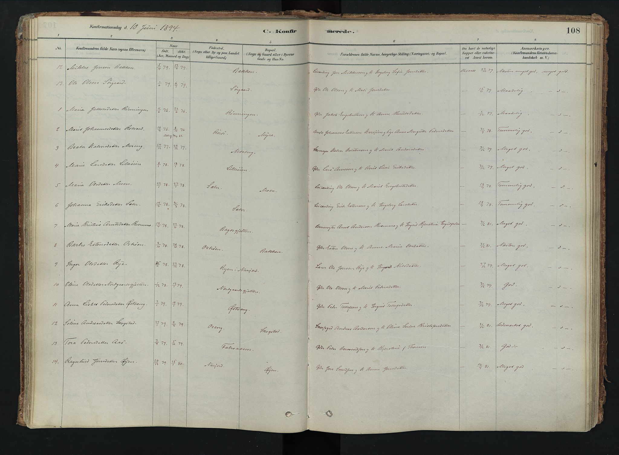 Tolga prestekontor, SAH/PREST-062/K/L0008: Parish register (official) no. 8, 1877-1910, p. 108