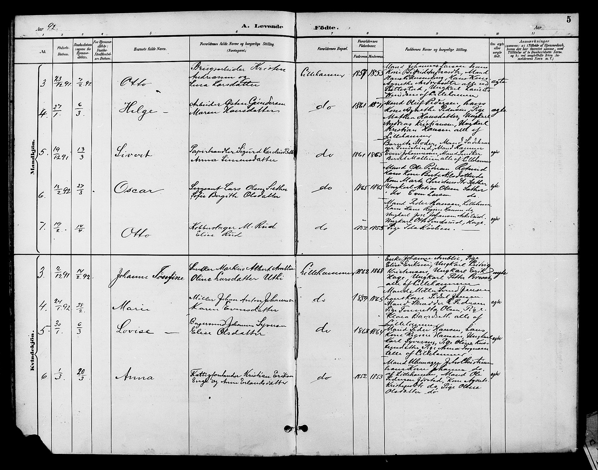 Fåberg prestekontor, AV/SAH-PREST-086/H/Ha/Hab/L0008: Parish register (copy) no. 8, 1891-1900, p. 5