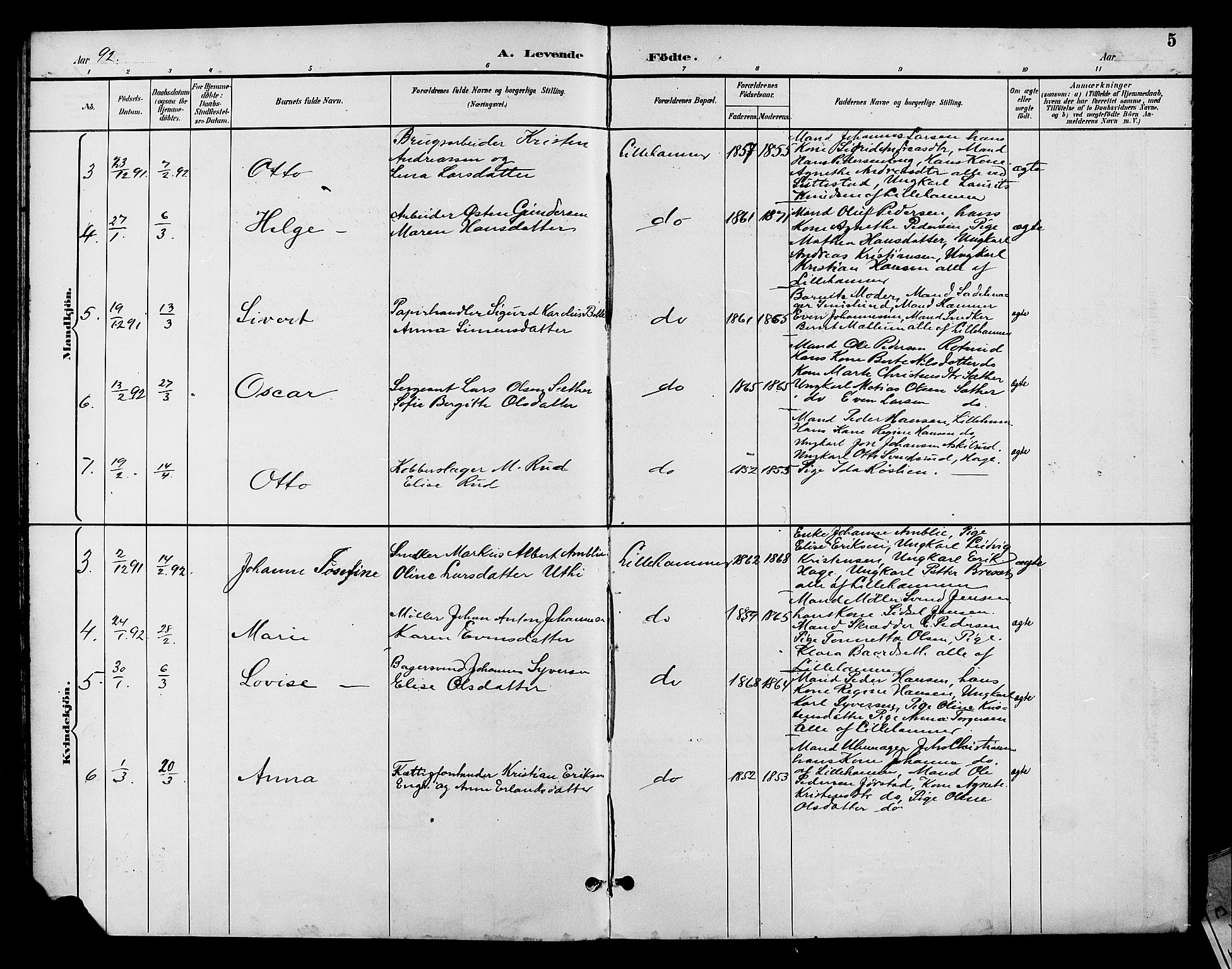 Fåberg prestekontor, SAH/PREST-086/H/Ha/Hab/L0008: Parish register (copy) no. 8, 1891-1900, p. 5