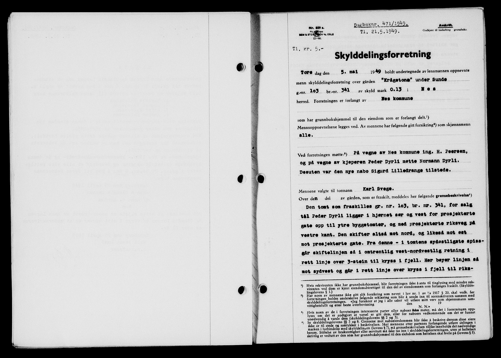 Flekkefjord sorenskriveri, SAK/1221-0001/G/Gb/Gba/L0065: Mortgage book no. A-13, 1949-1949, Diary no: : 471/1949