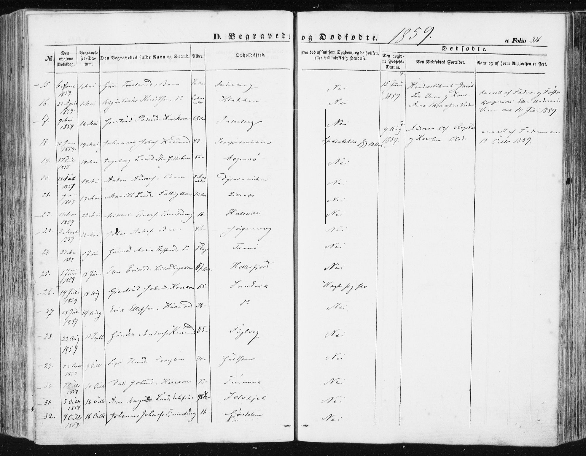 Ministerialprotokoller, klokkerbøker og fødselsregistre - Møre og Romsdal, AV/SAT-A-1454/581/L0937: Parish register (official) no. 581A05, 1853-1872, p. 316