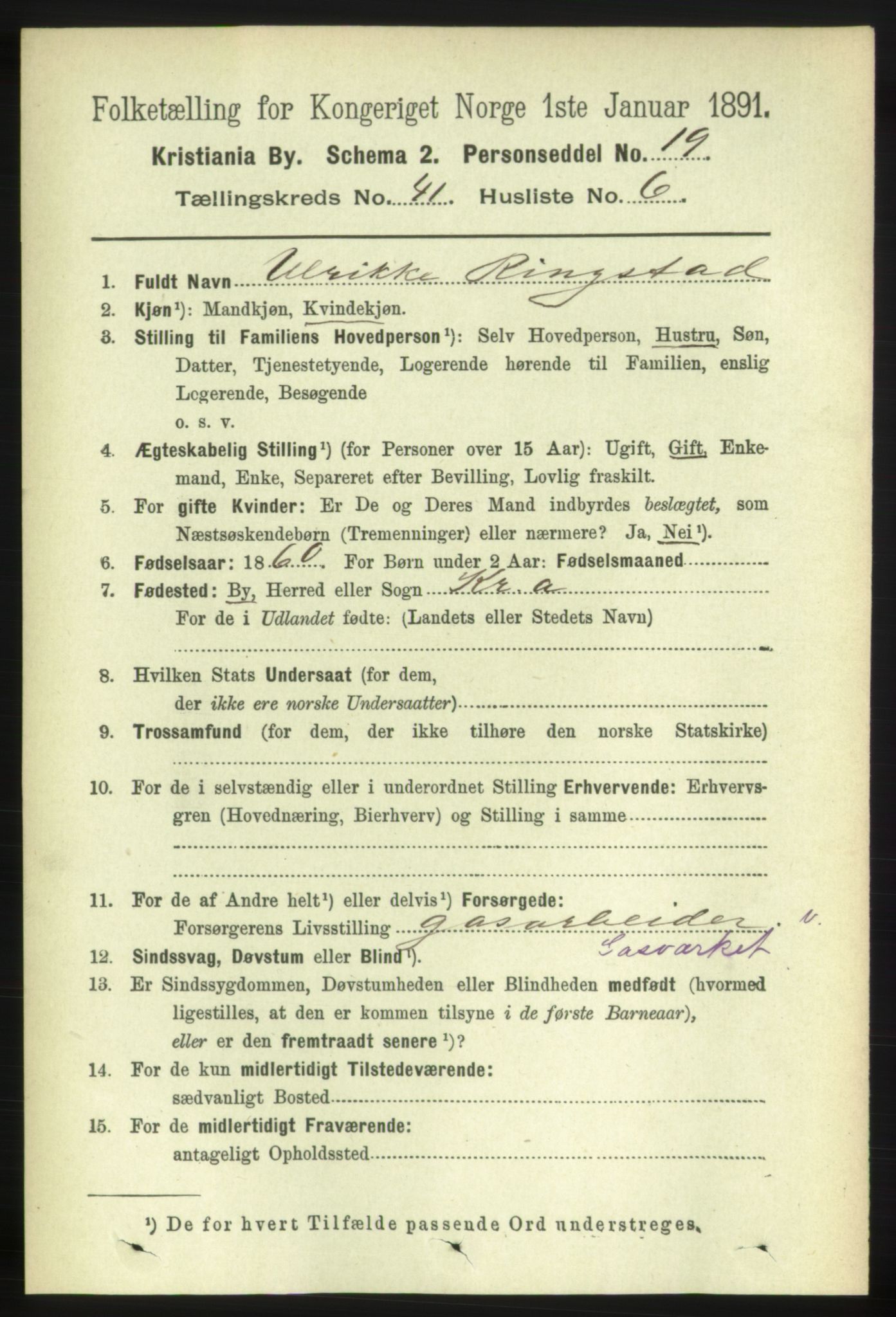 RA, 1891 census for 0301 Kristiania, 1891, p. 24153