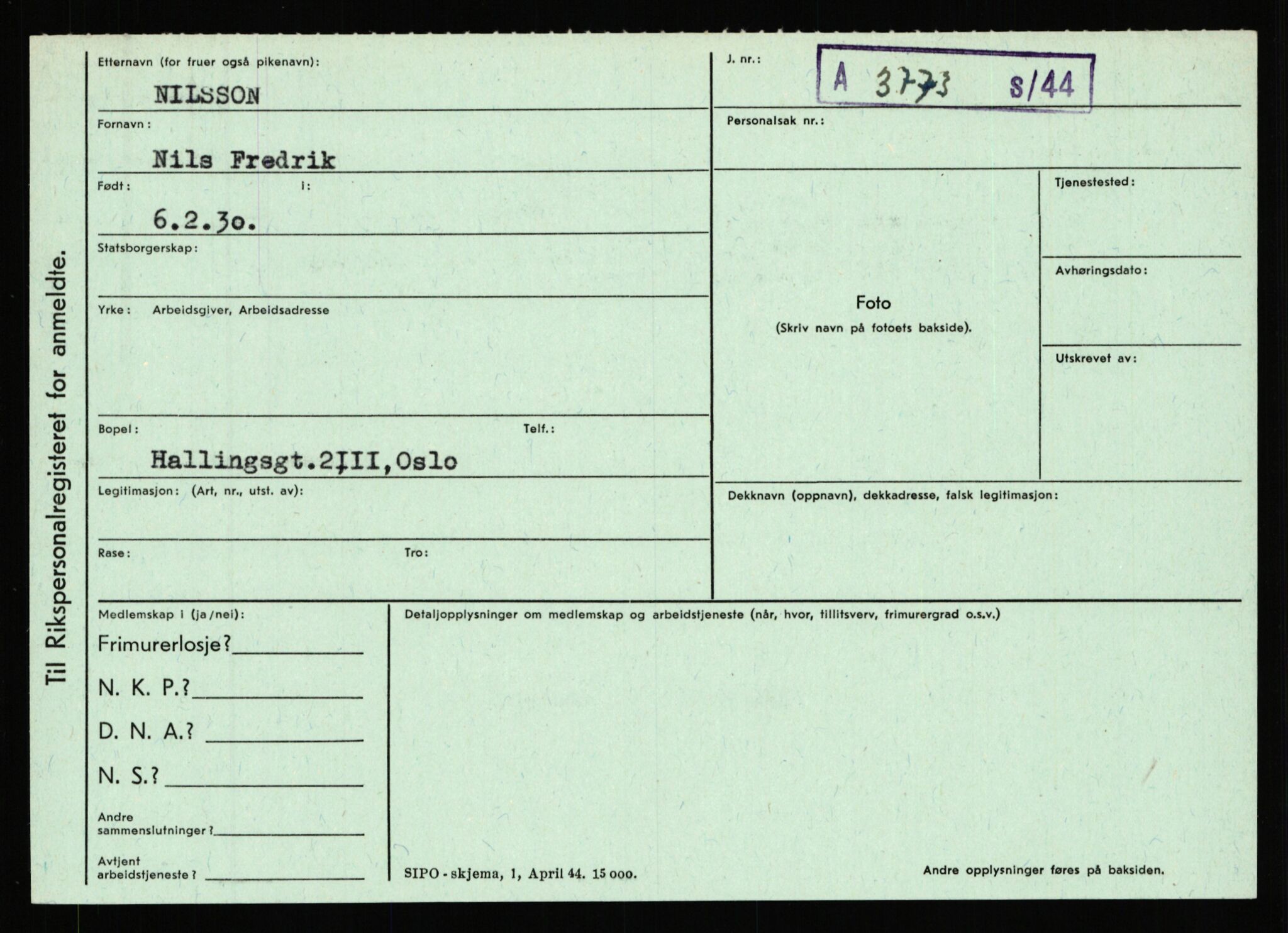 Statspolitiet - Hovedkontoret / Osloavdelingen, AV/RA-S-1329/C/Ca/L0011: Molberg - Nøstvold, 1943-1945, p. 3392