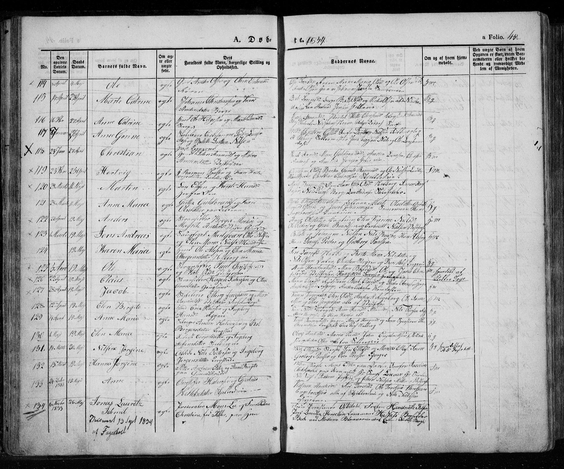 Eiker kirkebøker, SAKO/A-4/F/Fa/L0013a: Parish register (official) no. I 13A, 1832-1845, p. 45