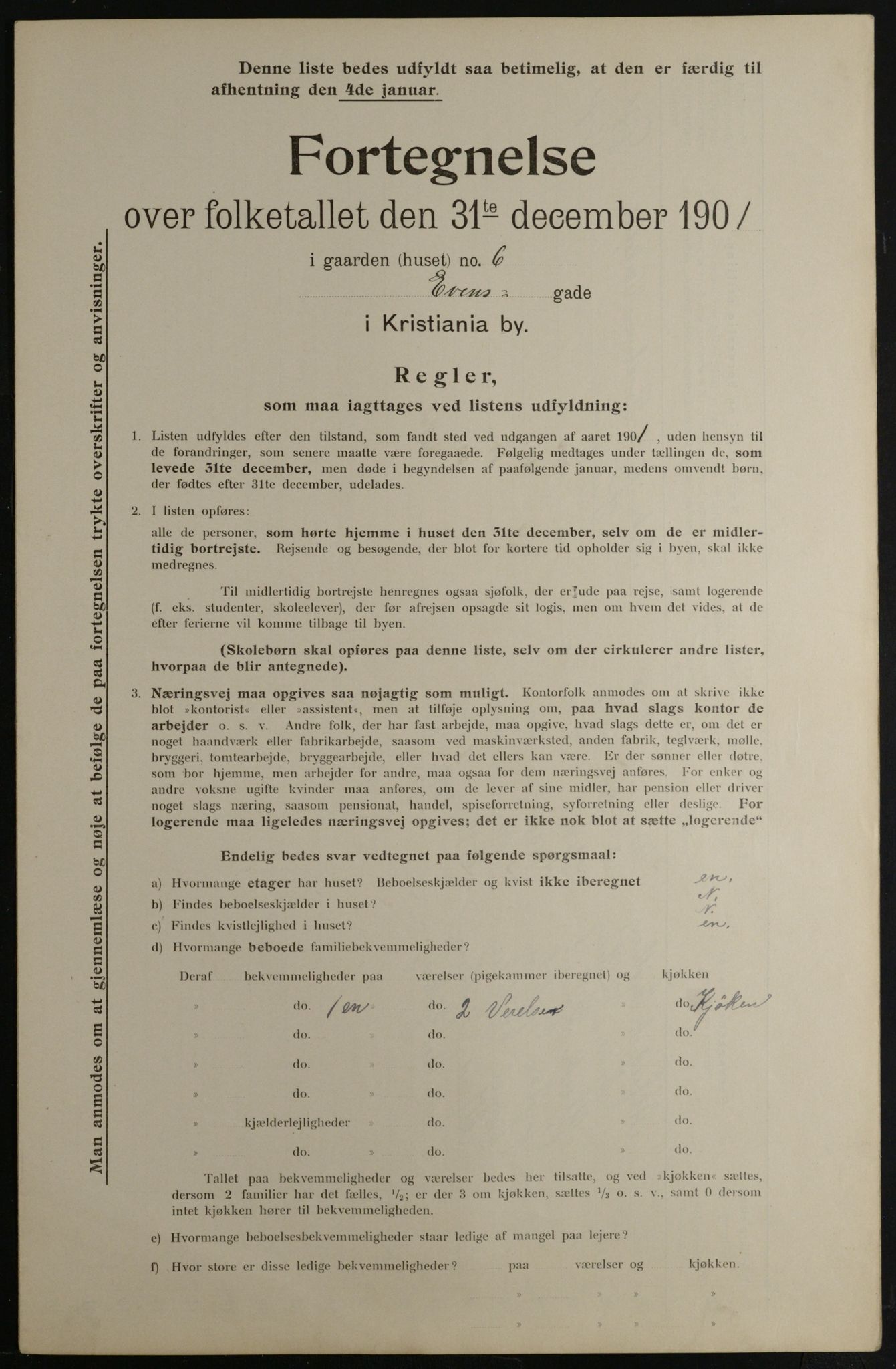 OBA, Municipal Census 1901 for Kristiania, 1901, p. 3703