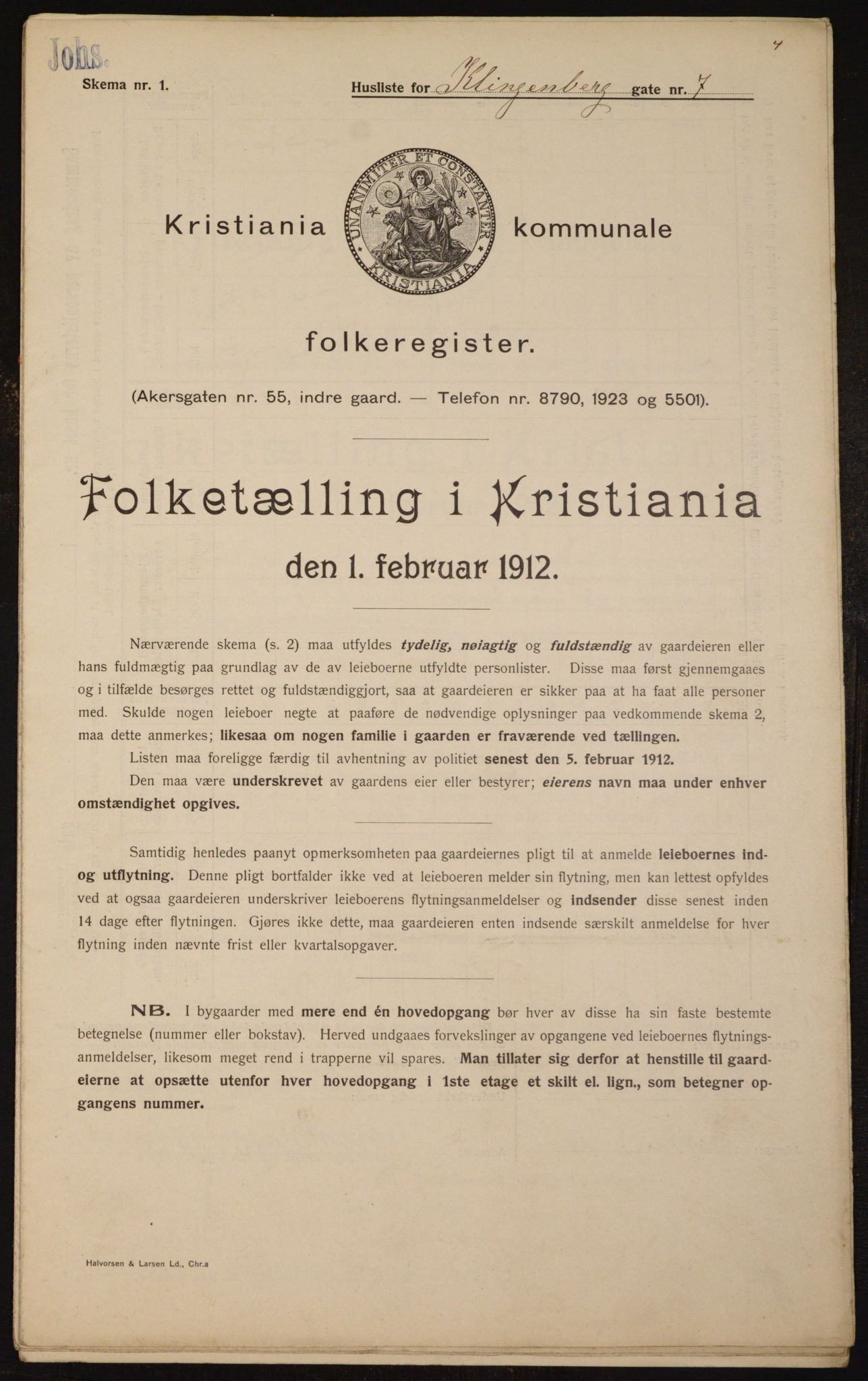 OBA, Municipal Census 1912 for Kristiania, 1912, p. 52097