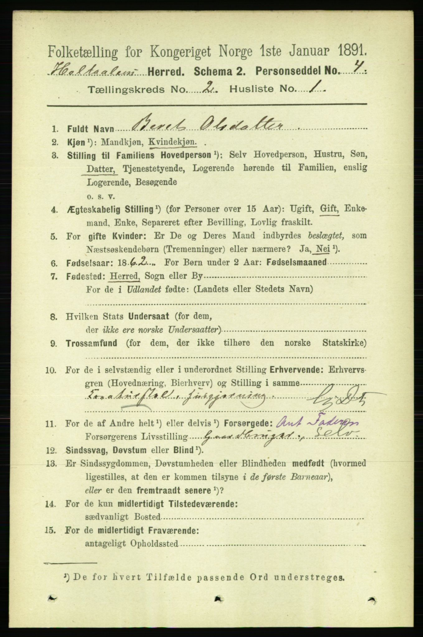 RA, 1891 census for 1645 Haltdalen, 1891, p. 676